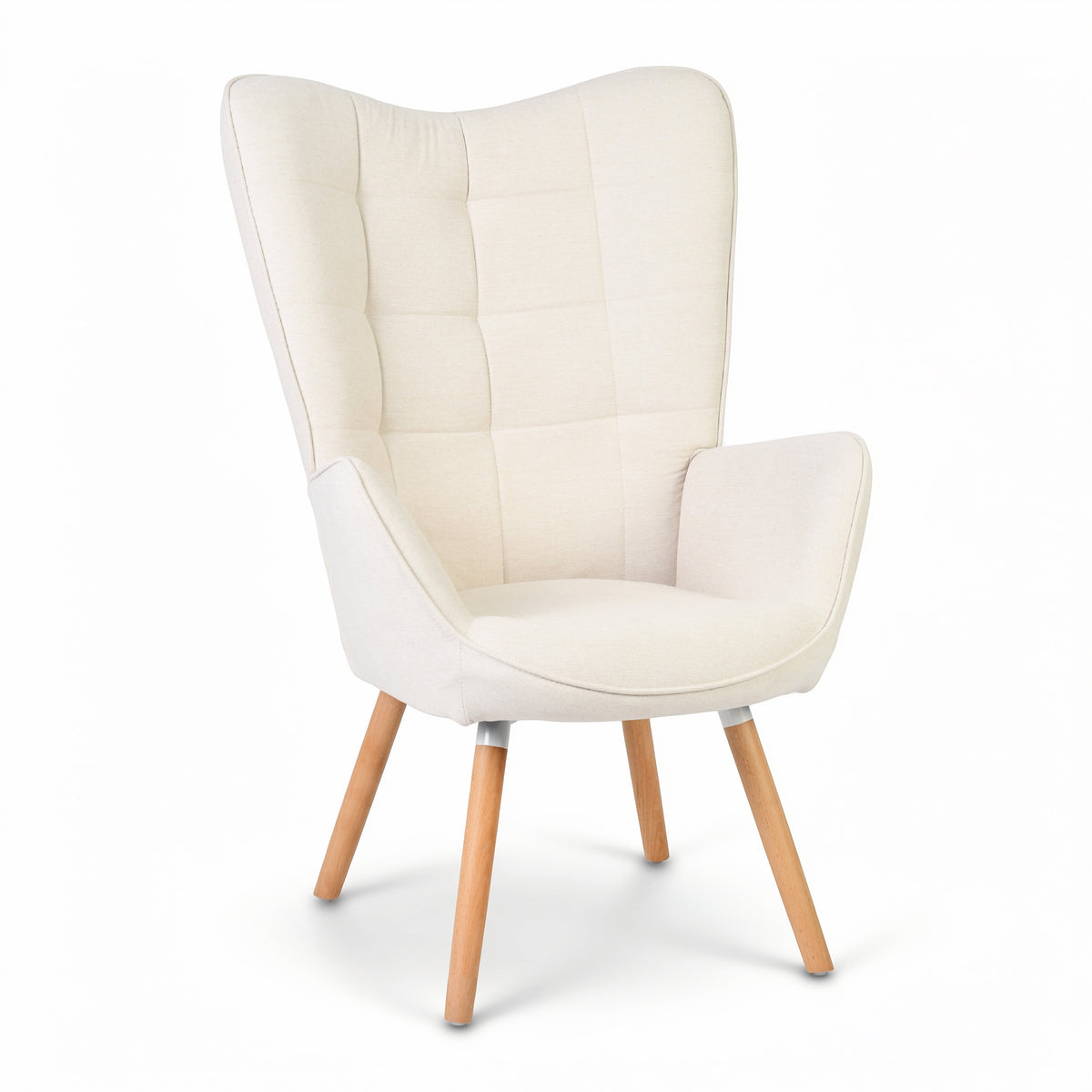 Homy Casa Harison Beige Fabric Accent Chair with Ottoman for Relaxed Seating
