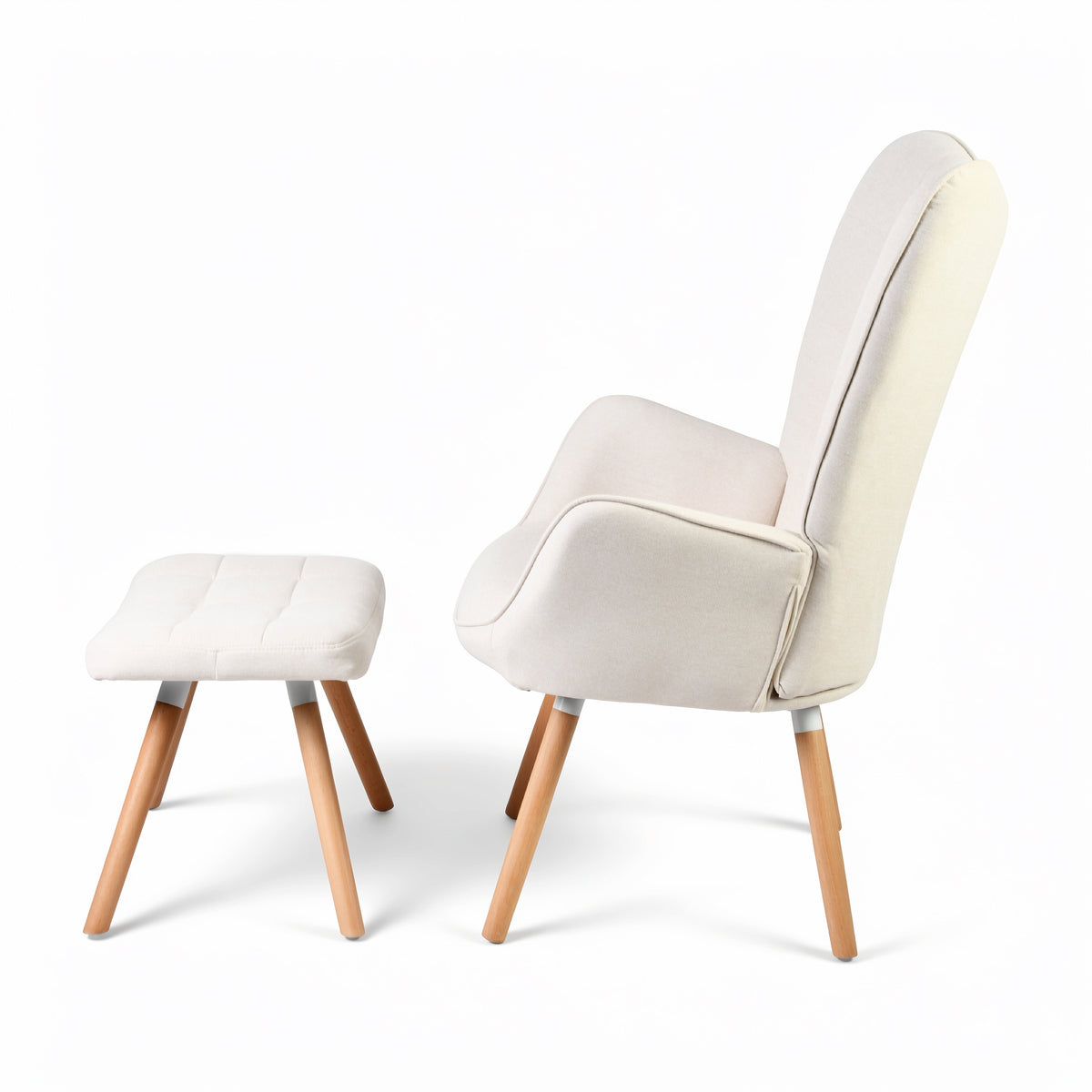 Homy Casa Harison Beige Fabric Accent Chair with Ottoman for Relaxed Seating
