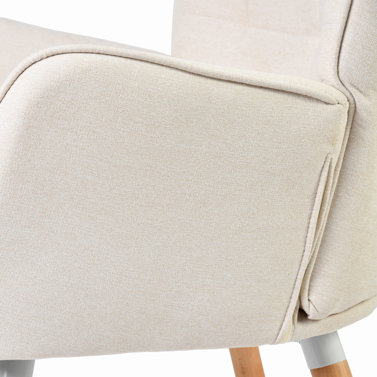 Harison Upholstered Wingback Accent Chair with Ottoman and Solid Beech Wood Legs