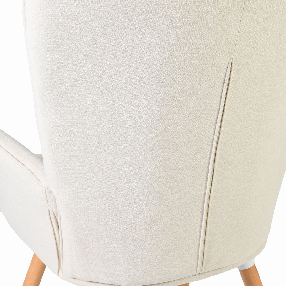 Harison Upholstered Wingback Accent Chair with Ottoman and Solid Beech Wood Legs