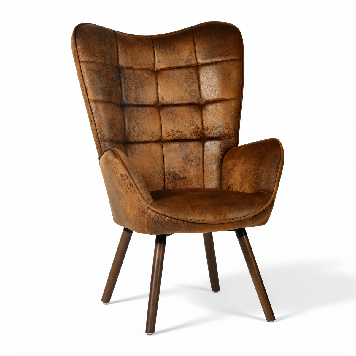 Homy Casa Harison Brown Suede Accent Chair with Ottoman for Living Room Seating