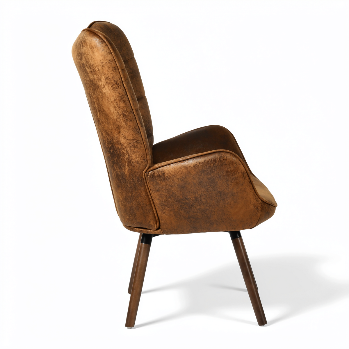 Homy Casa Harison Brown Suede Accent Chair with Ottoman for Living Room Seating
