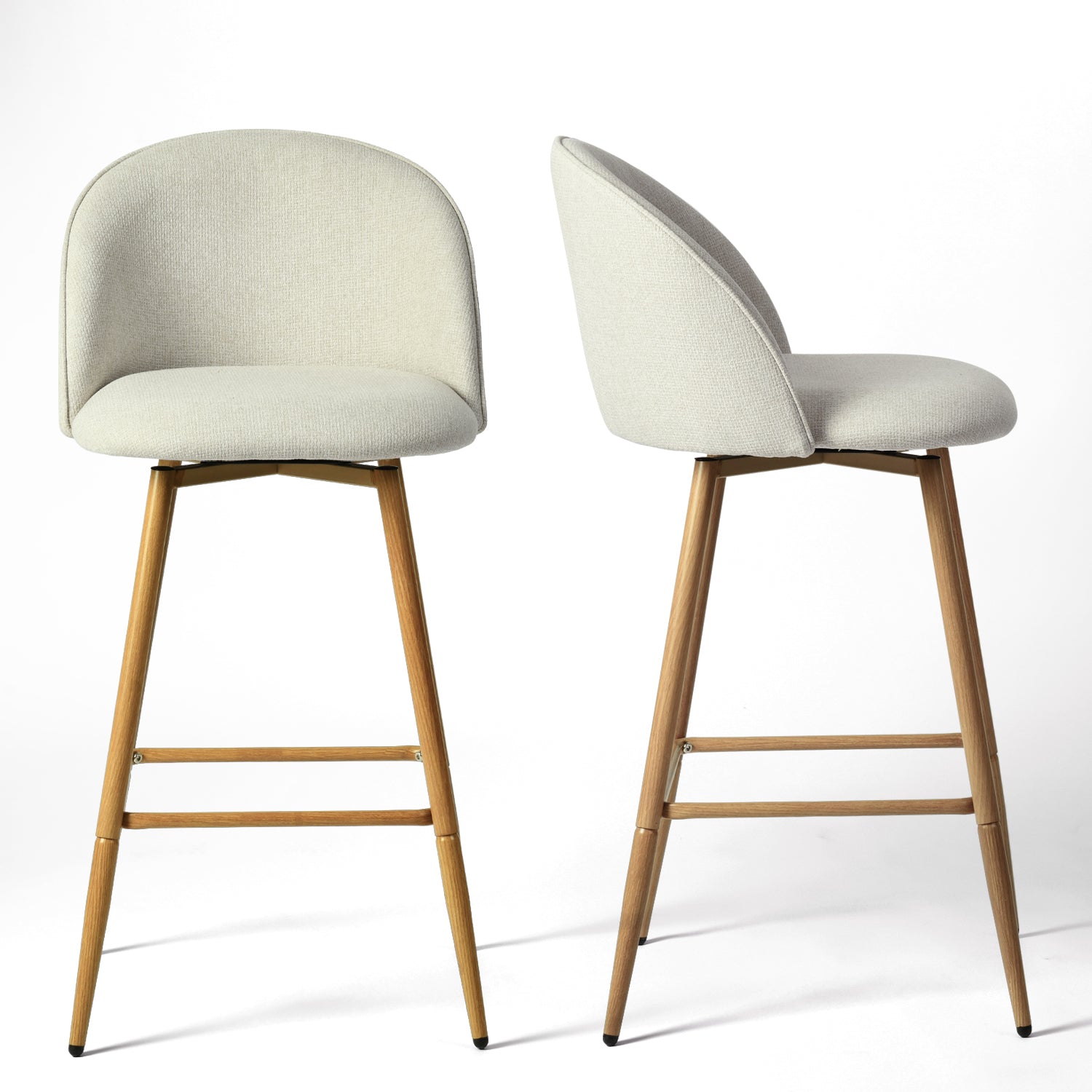 HASEEB 26" Swivel Counter Height Bar Stools Set of 2 with Performance Fabric