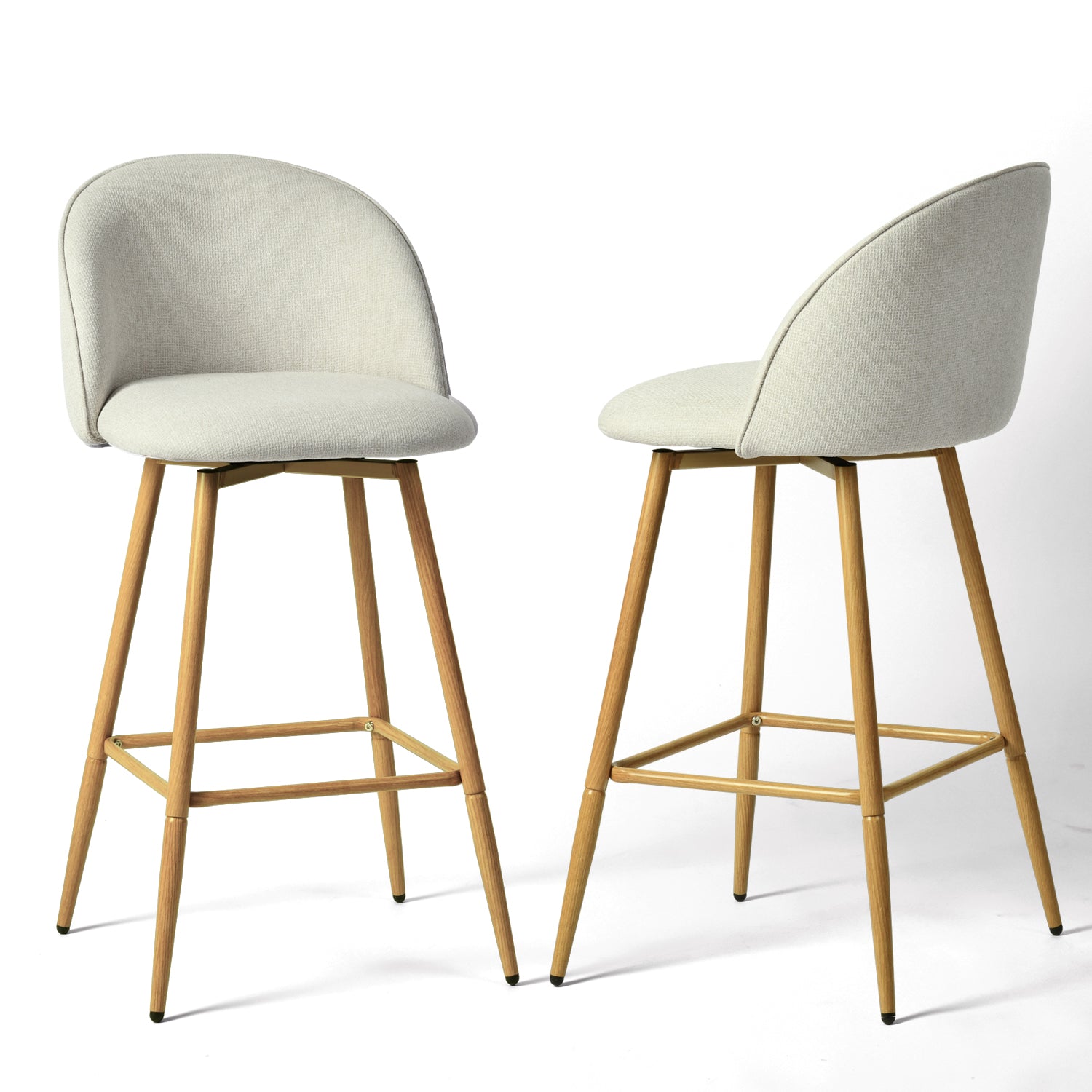 HASEEB 26" Swivel Counter Height Bar Stools Set of 2 with Performance Fabric