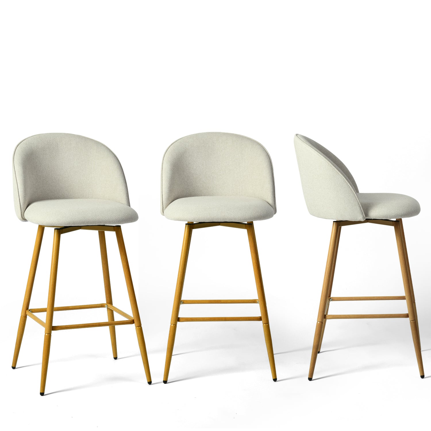 HASEEB 26" Swivel Counter Height Bar Stools Set of 3 with Performance Fabric