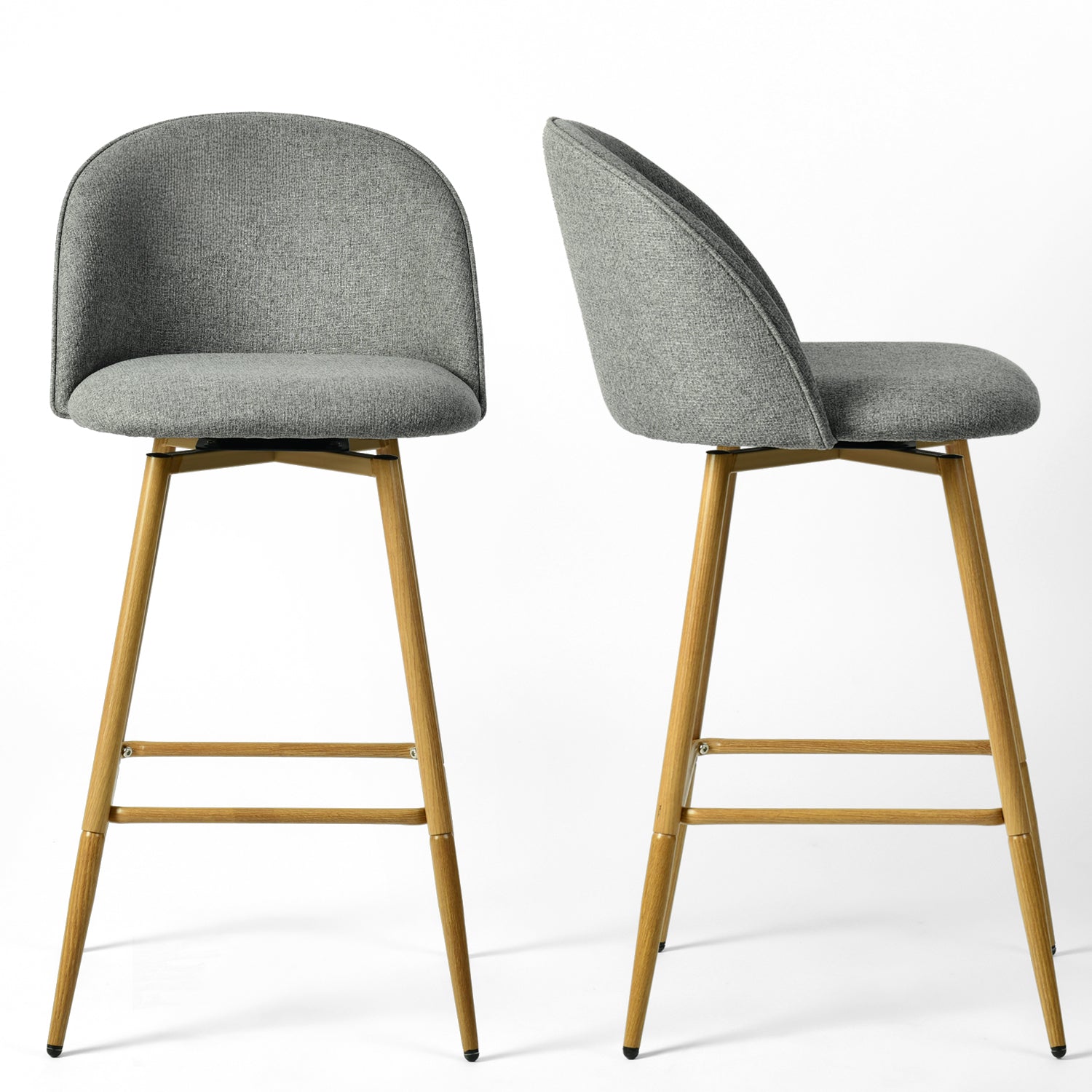 HASEEB 26" Swivel Counter Height Bar Stools Set of 2 with Performance Fabric