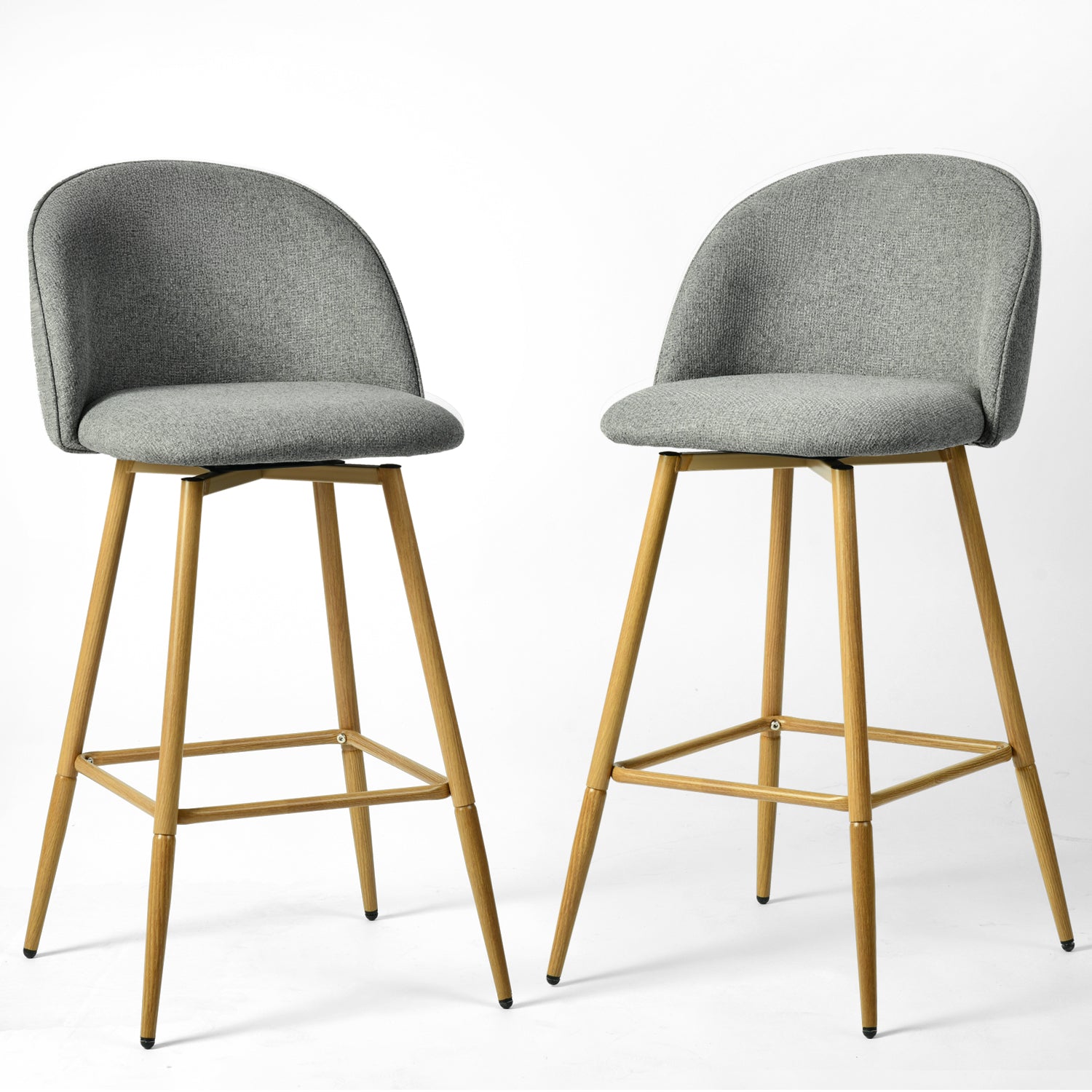 HASEEB 26" Swivel Counter Height Bar Stools Set of 2 with Performance Fabric
