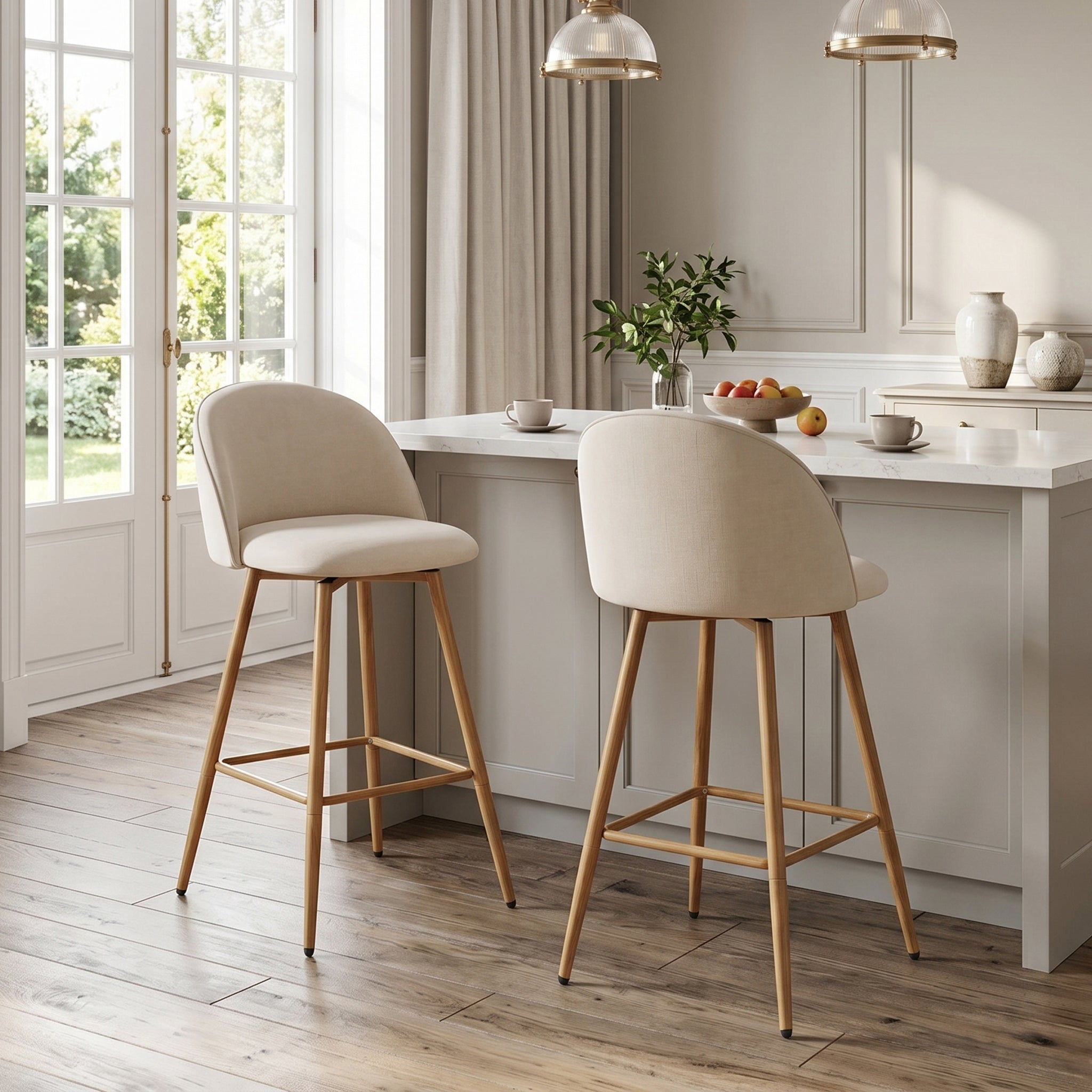 HASEEB 26" Swivel Counter Height Bar Stools Set of 2