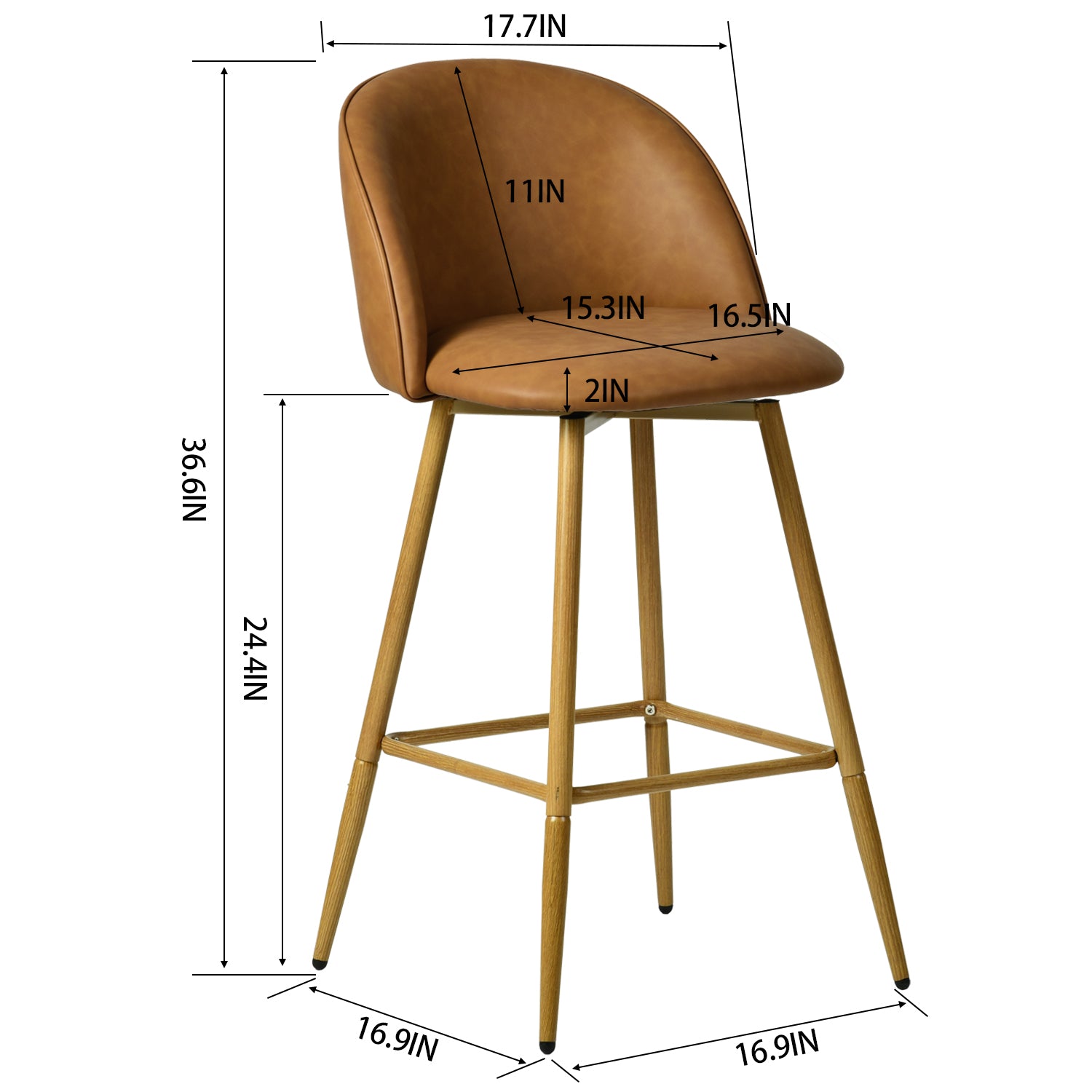 HASEEB 26" Swivel Counter Height Bar Stools Set of 2