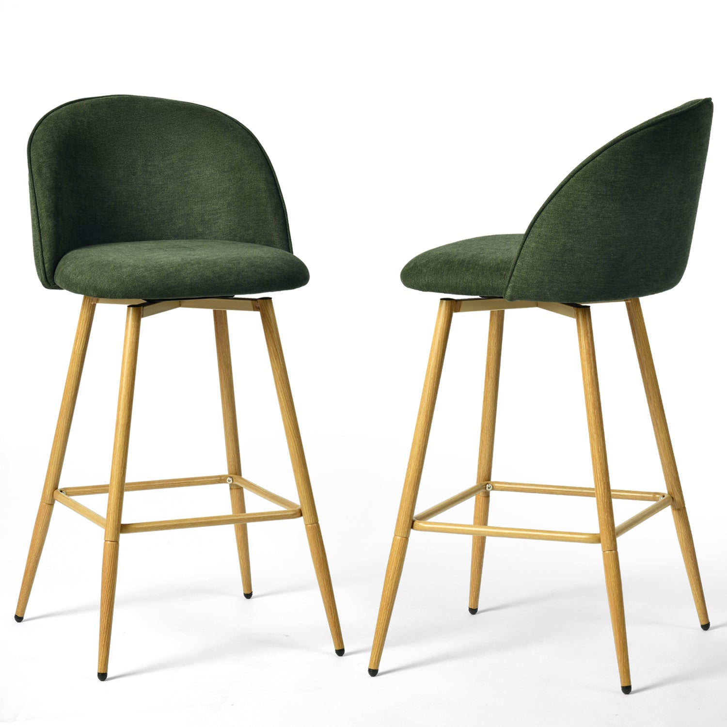 Homy Casa HASEEB 26" Verita Swivel Counter Height Bar Stools Set of 2, Green