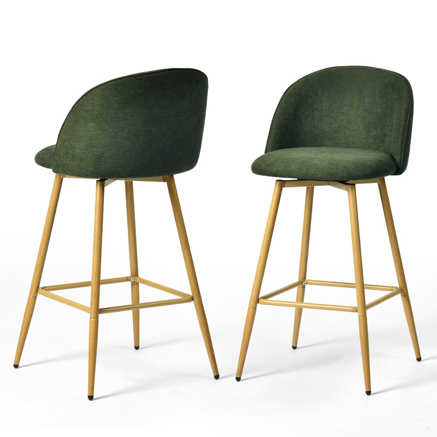 Homy Casa HASEEB 26" Verita Swivel Counter Height Bar Stools Set of 2, Green
