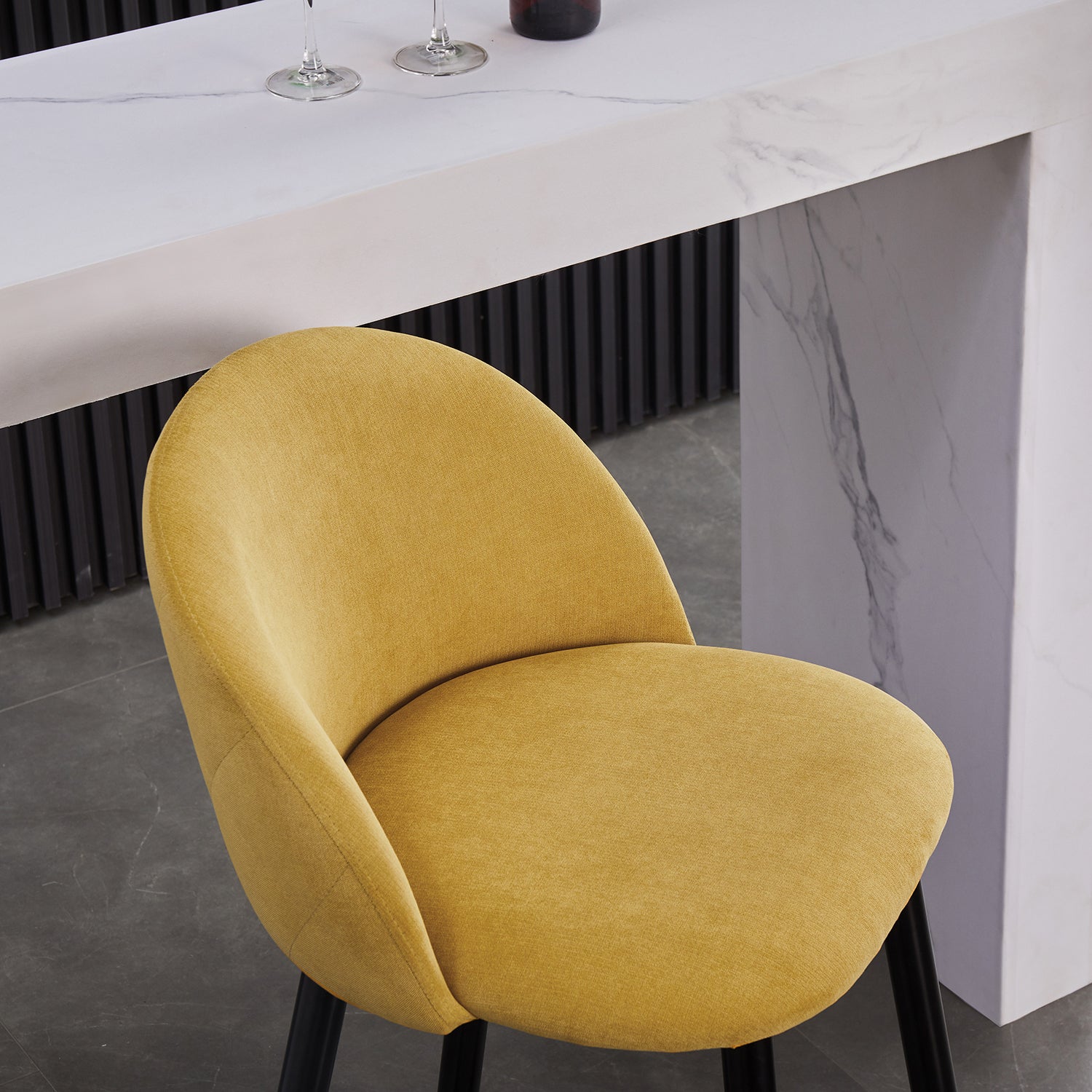 Homy Casa Haseeb 30" Bar Stool, Yellow Terry Fabric Upholstery with Black Metal Legs,Open Box