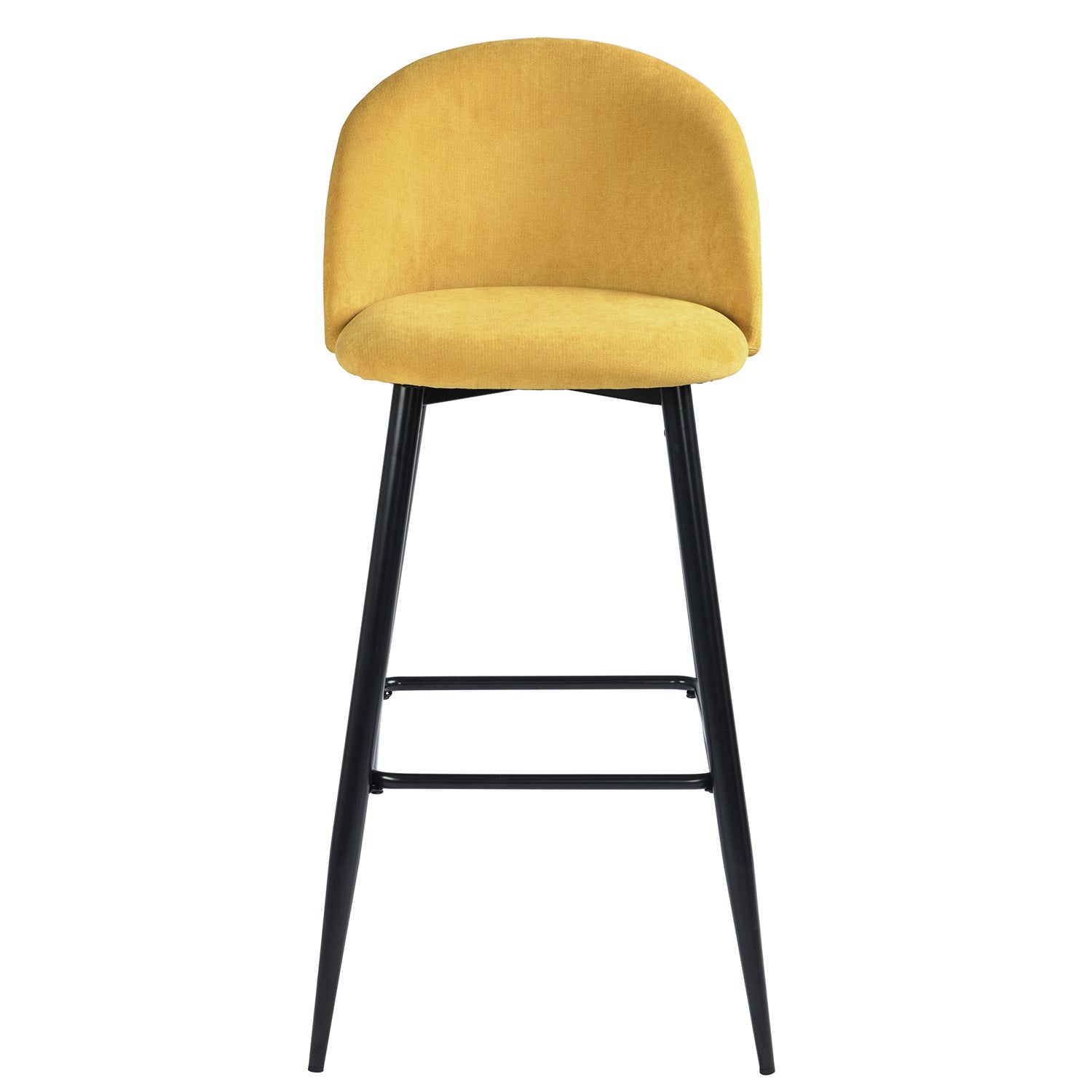 Homy Casa Haseeb 30" Bar Stool, Yellow Terry Fabric Upholstery with Black Metal Legs,Open Box