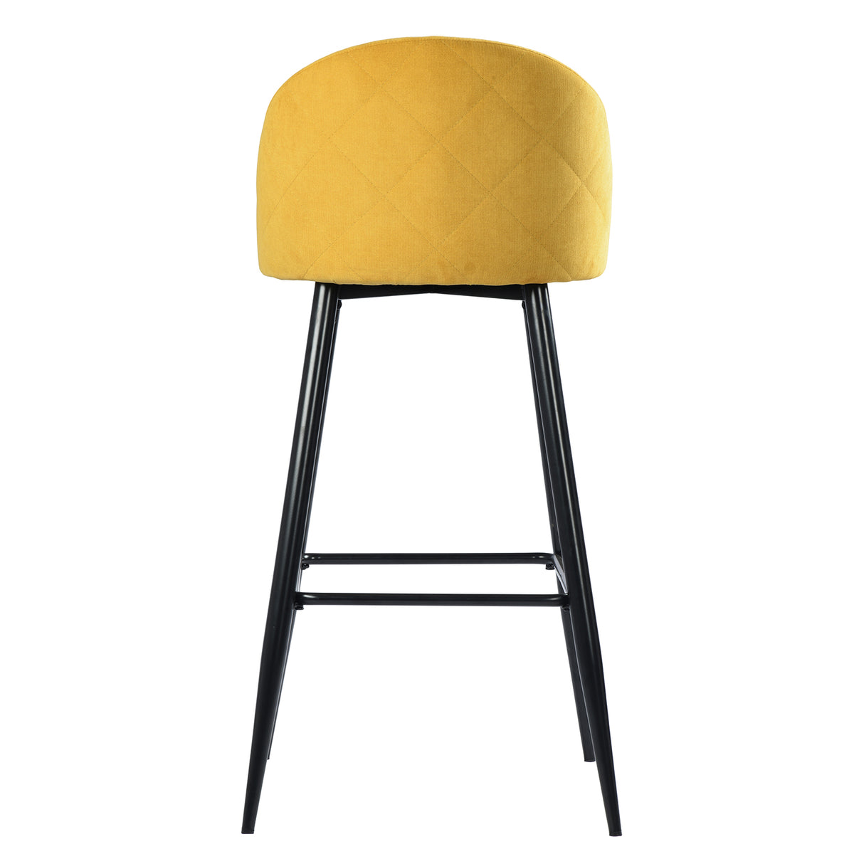 Homy Casa HASEEB 4PC Bar Stool Set 30” Yellow Terry Fabric Upholstered Bar Chairs with Black Legs Open Box