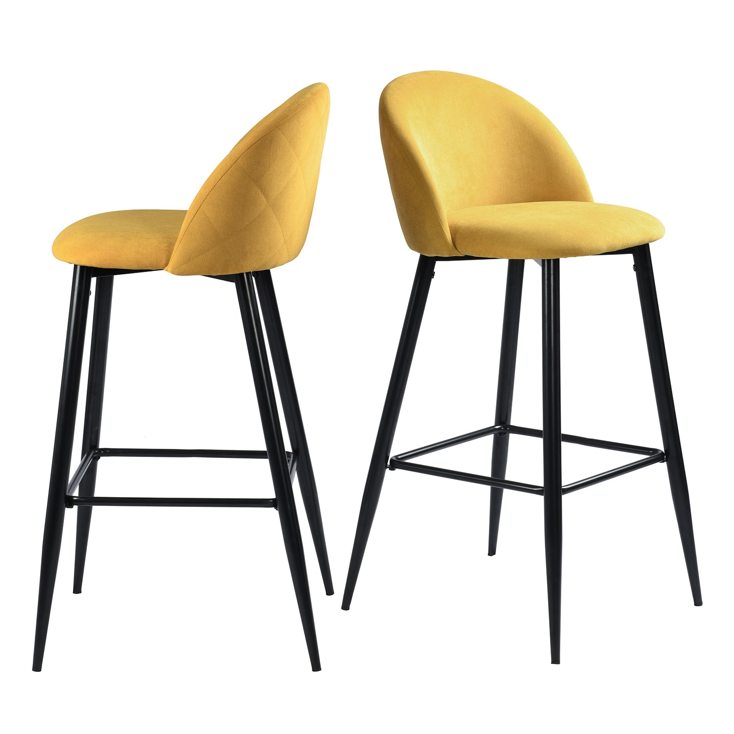 Homy Casa Haseeb 30" Bar Stool, Yellow Terry Fabric Upholstery with Black Metal Legs,Open Box