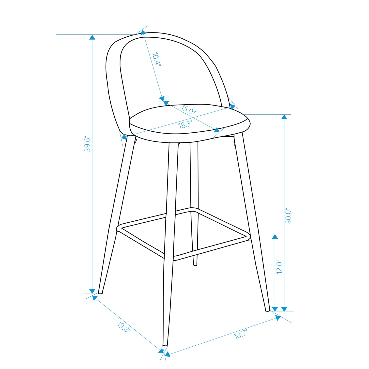 Homy Casa Haseeb 30" Bar Stool, Yellow Terry Fabric Upholstery with Black Metal Legs,Open Box