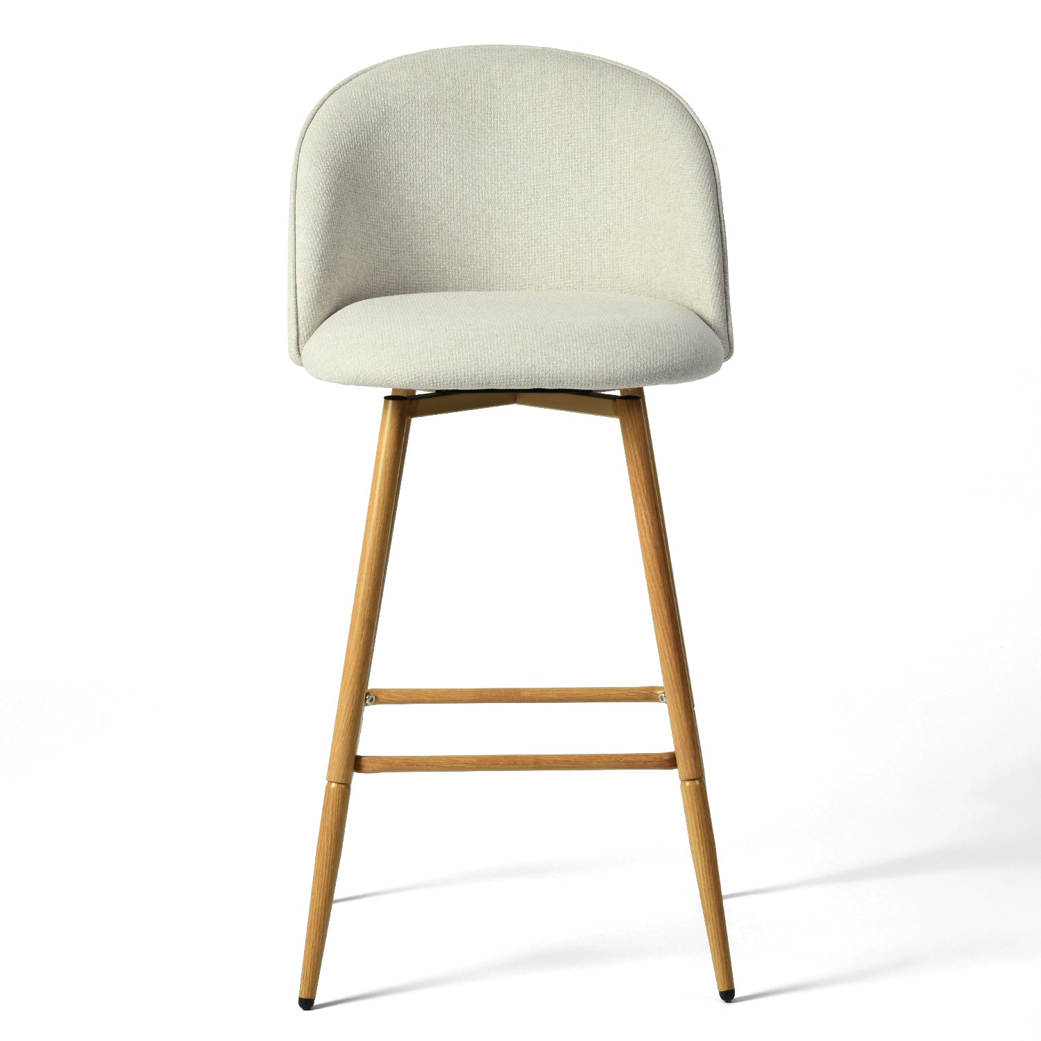 Homy Casa Haseeb Counter Barrel Bar Stool Beige Oak Kitchen