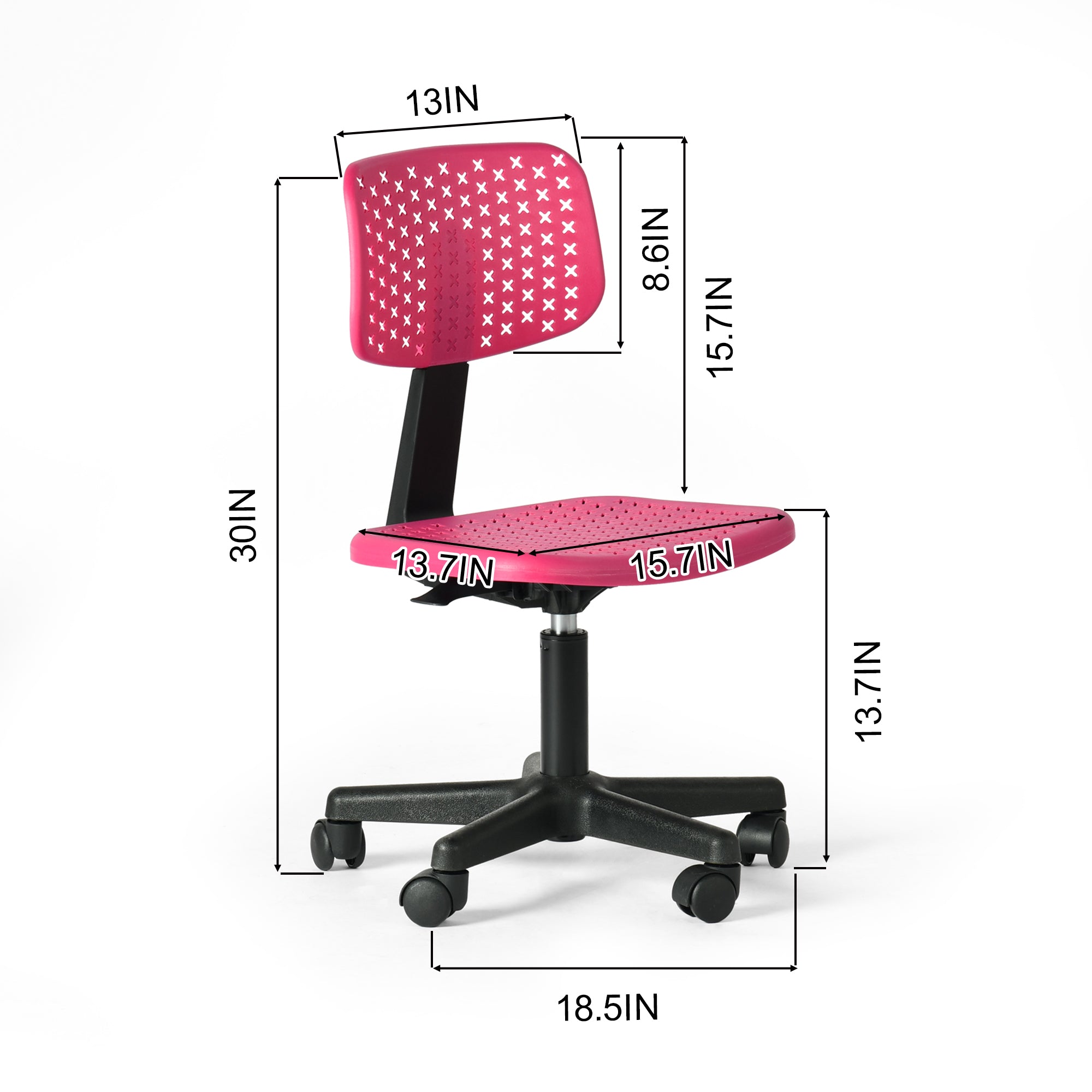 Irene Adjustable Swivel Study Chair with Ergonomic Design Pink