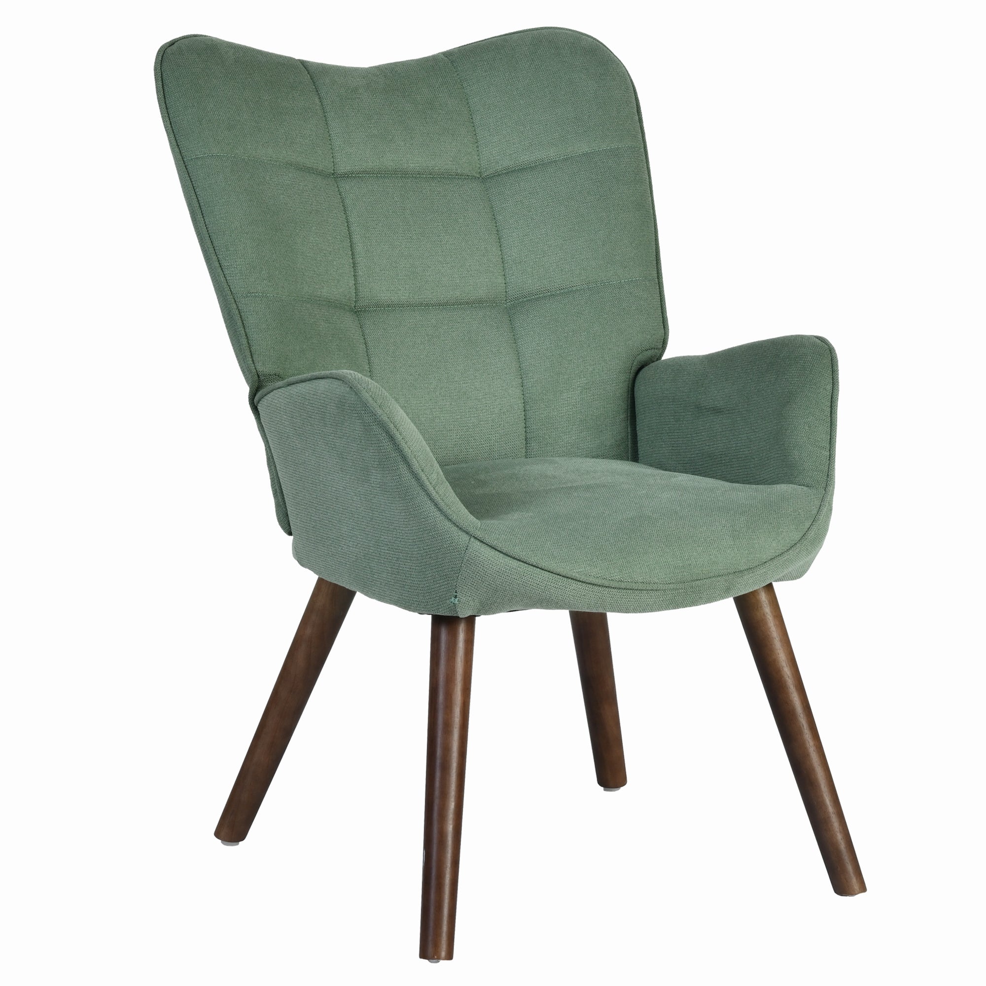 Homy Casa Kanas Green Walnut Leg Wingback Accent Chair