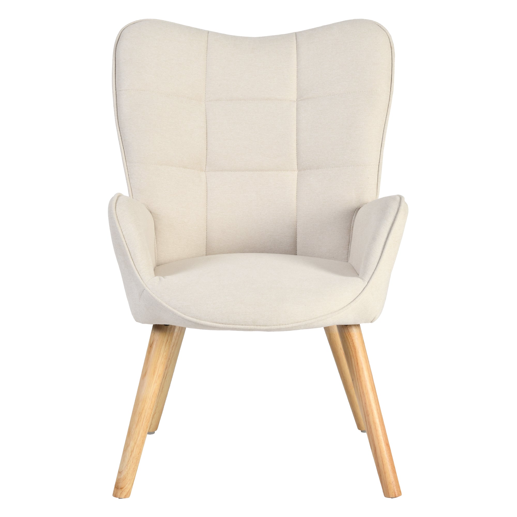 Homy Casa Kanas Beige Oak Leg Wingback Accent Chair