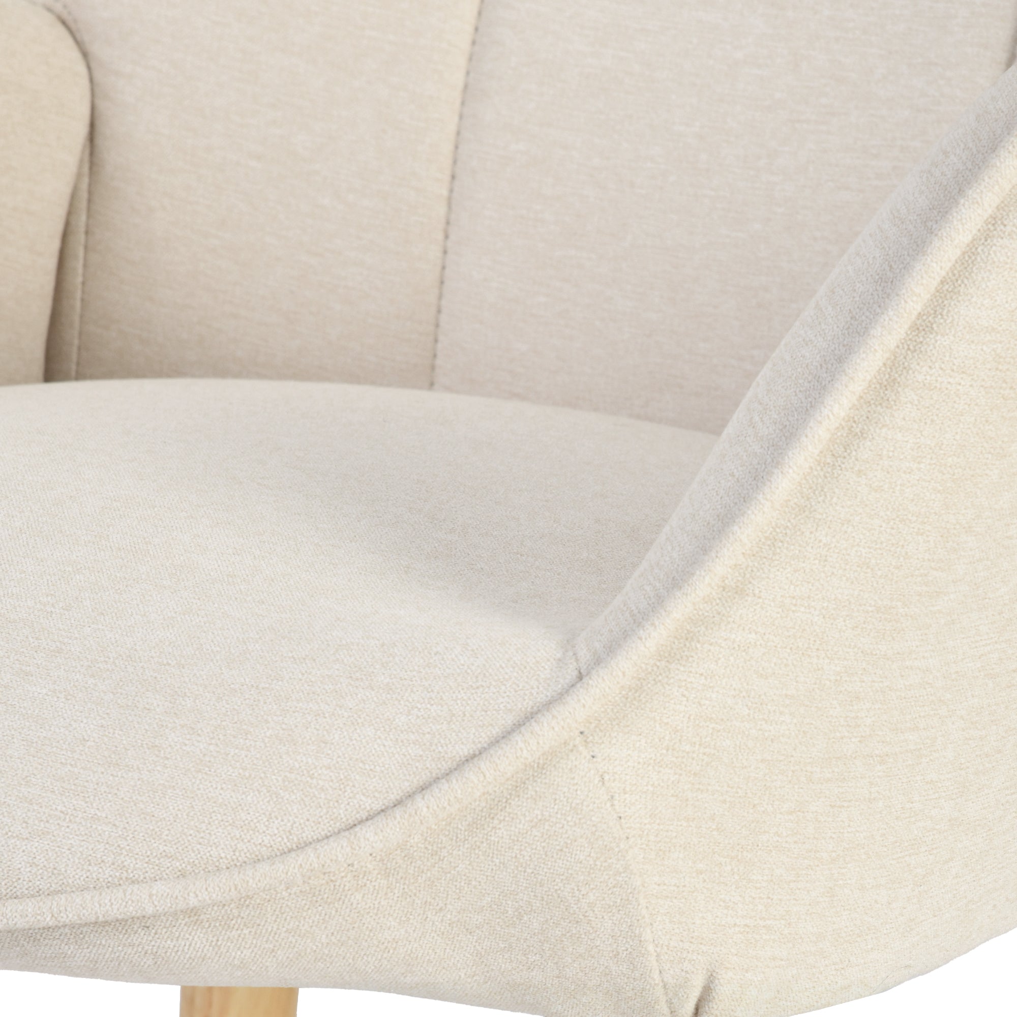 Homy Casa Kanas Beige Oak Leg Wingback Accent Chair