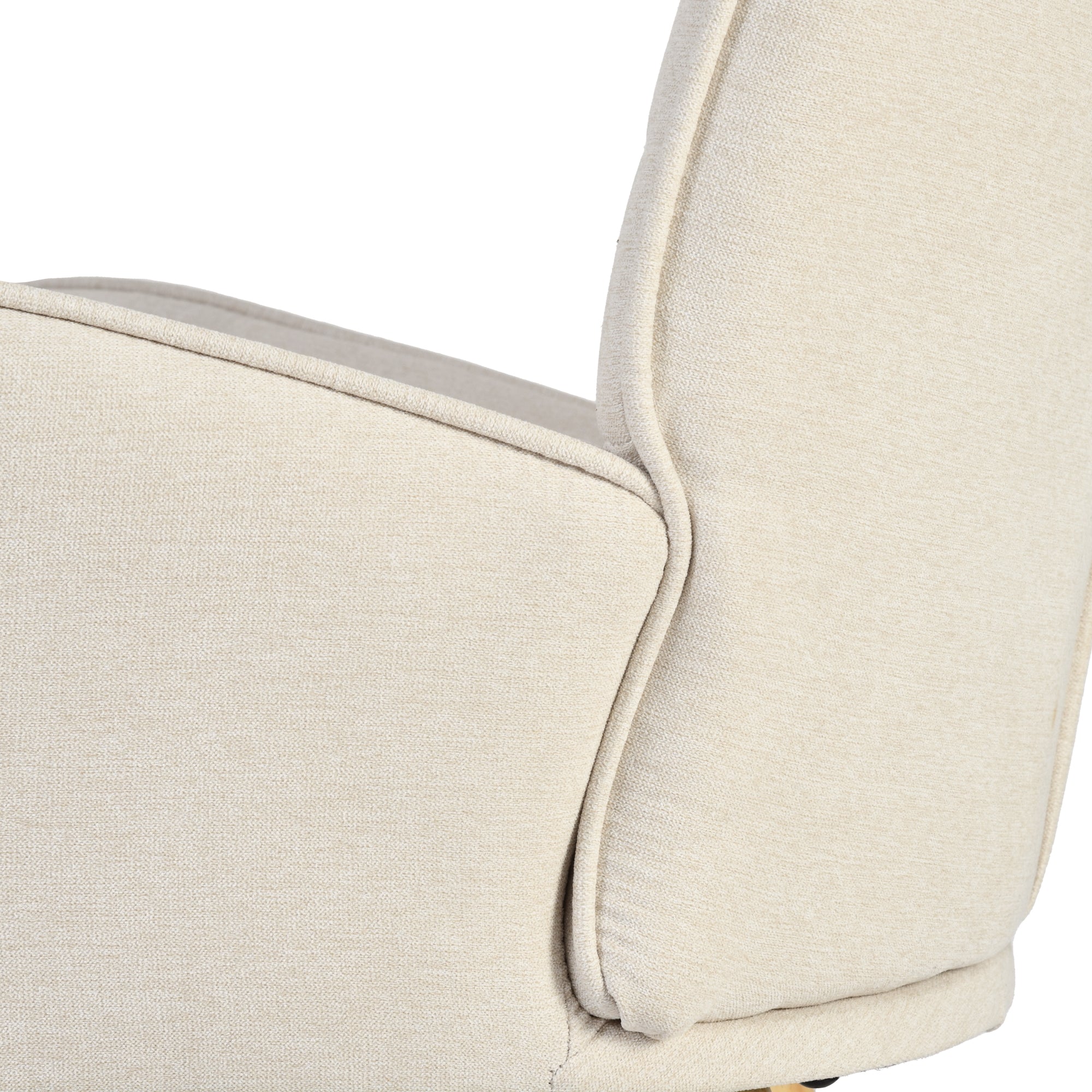 Homy Casa Kanas Beige Oak Leg Wingback Accent Chair