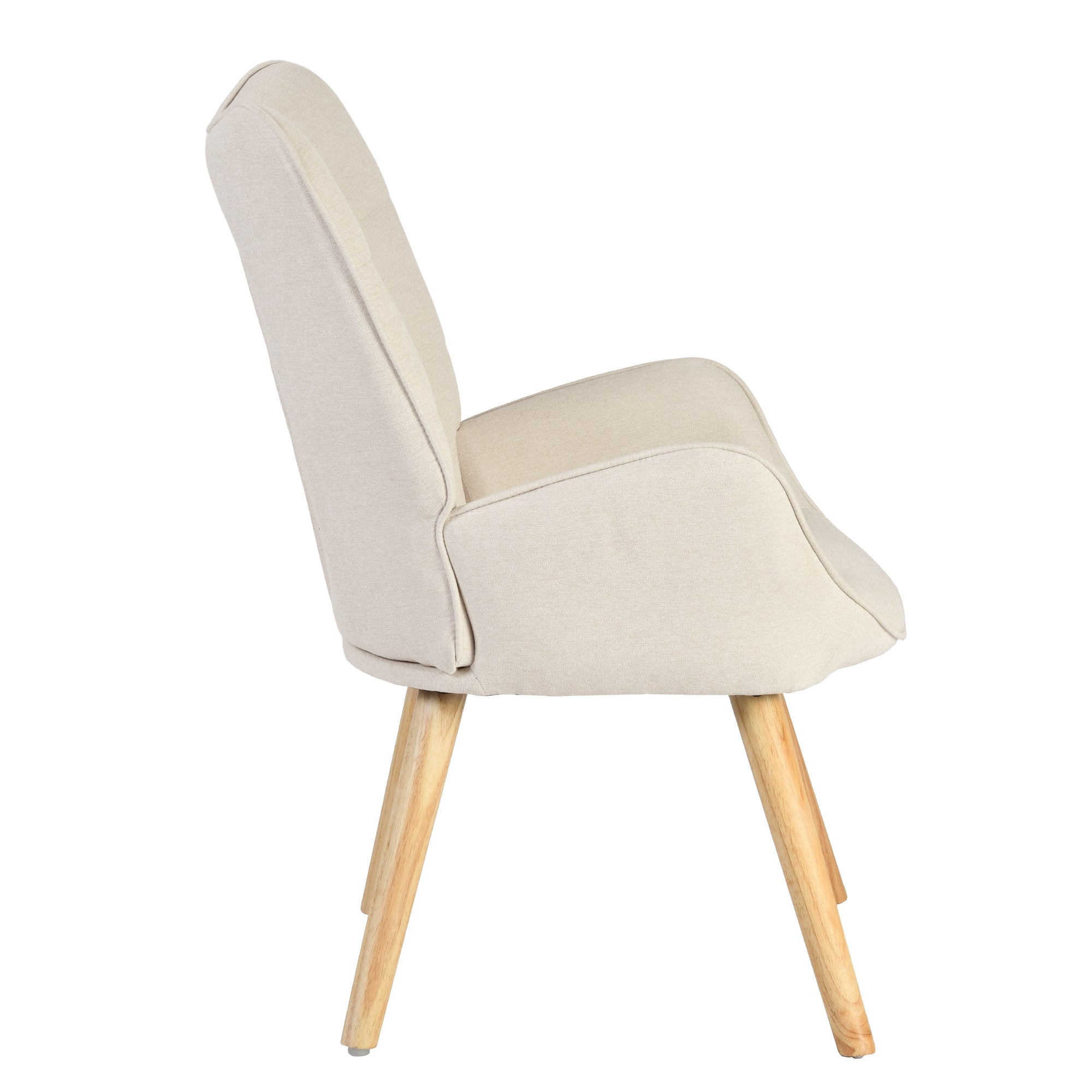 Homy Casa Kanas Beige Oak Leg Wingback Accent Chair