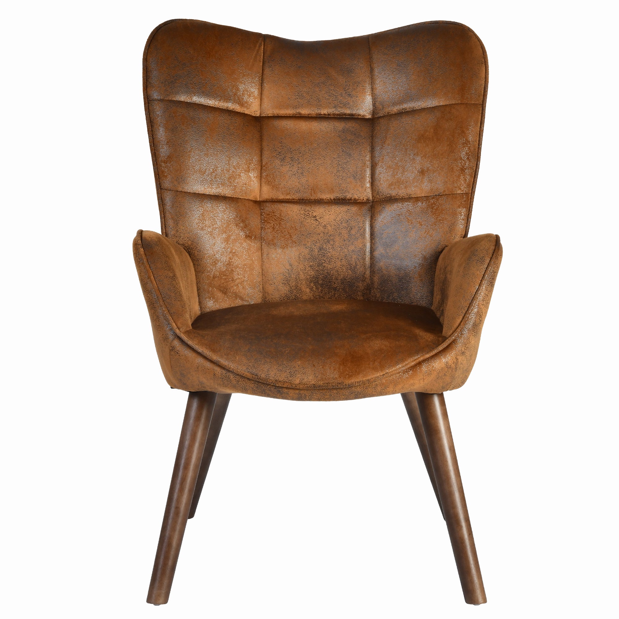 Homy Casa Kanas Suede Walnut Leg Wingback Accent Chair