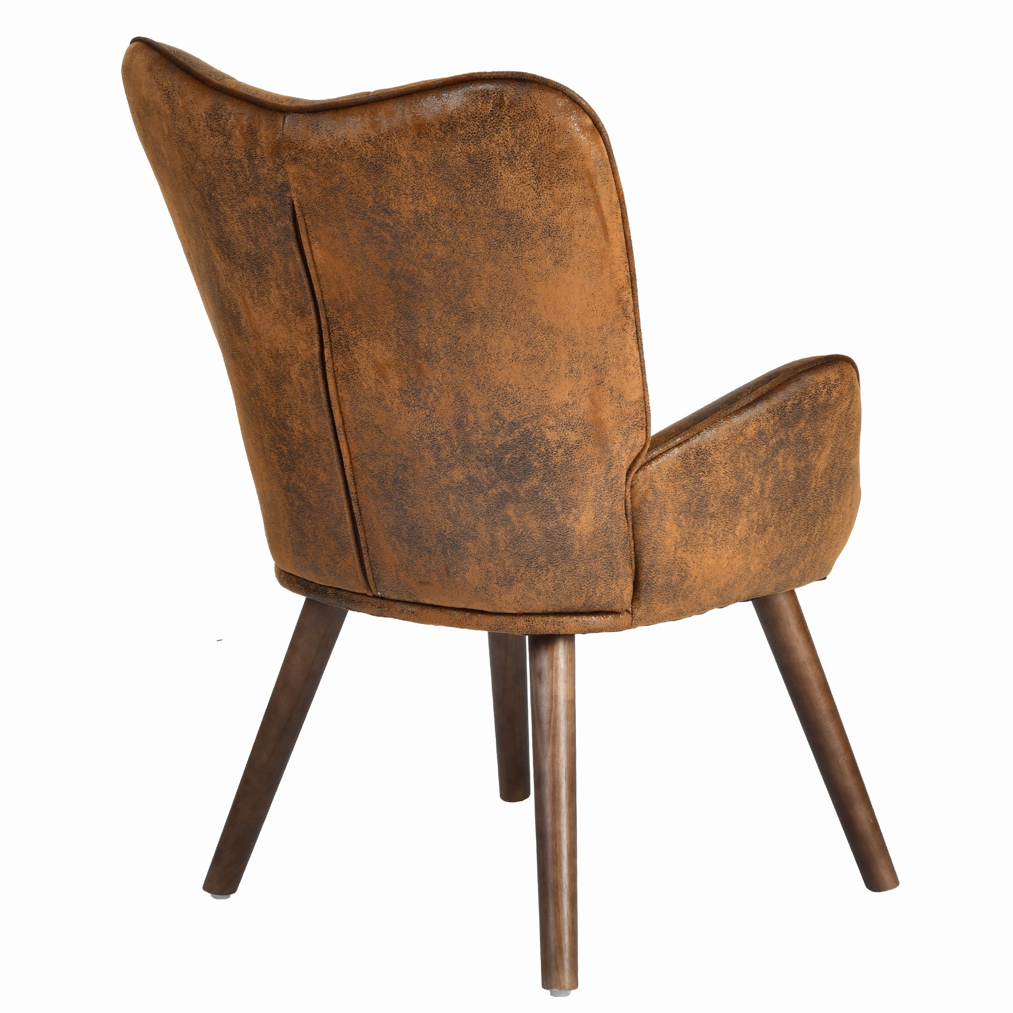 Homy Casa Kanas Suede Walnut Leg Wingback Accent Chair