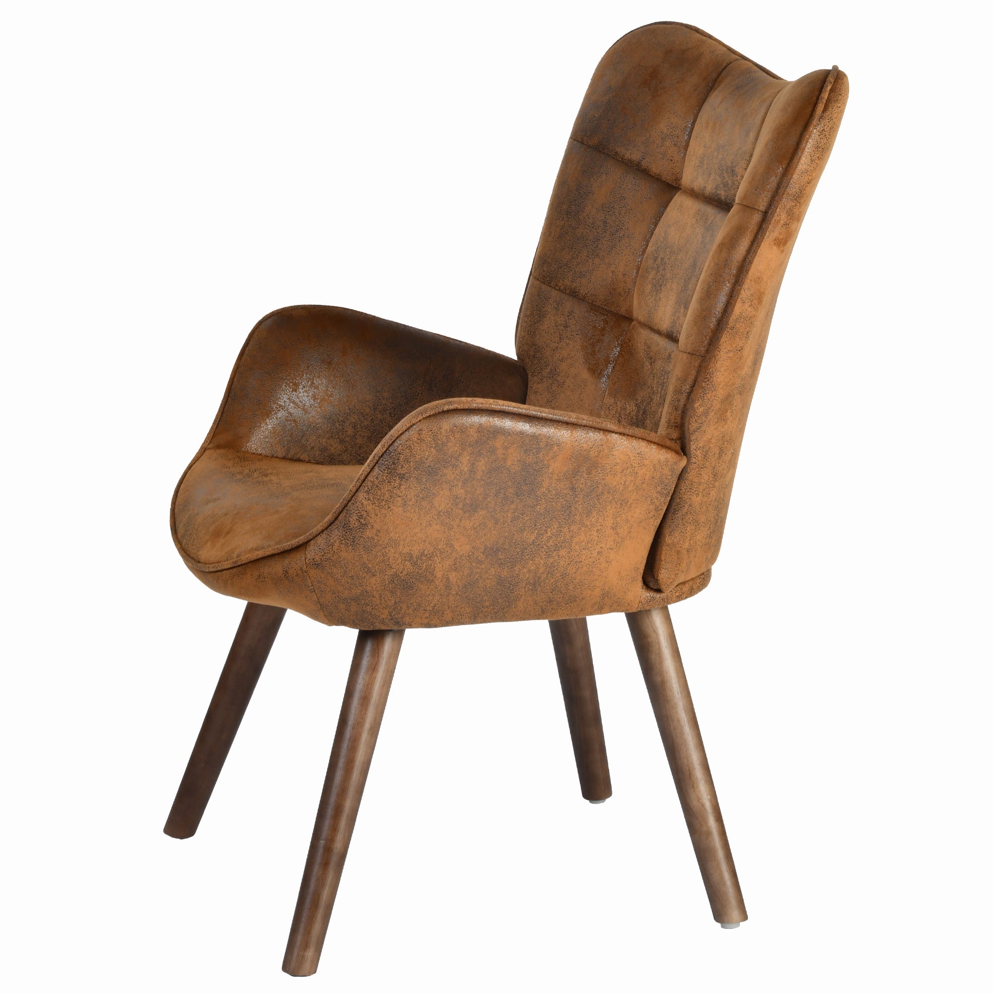 Homy Casa Kanas Suede Walnut Leg Wingback Accent Chair