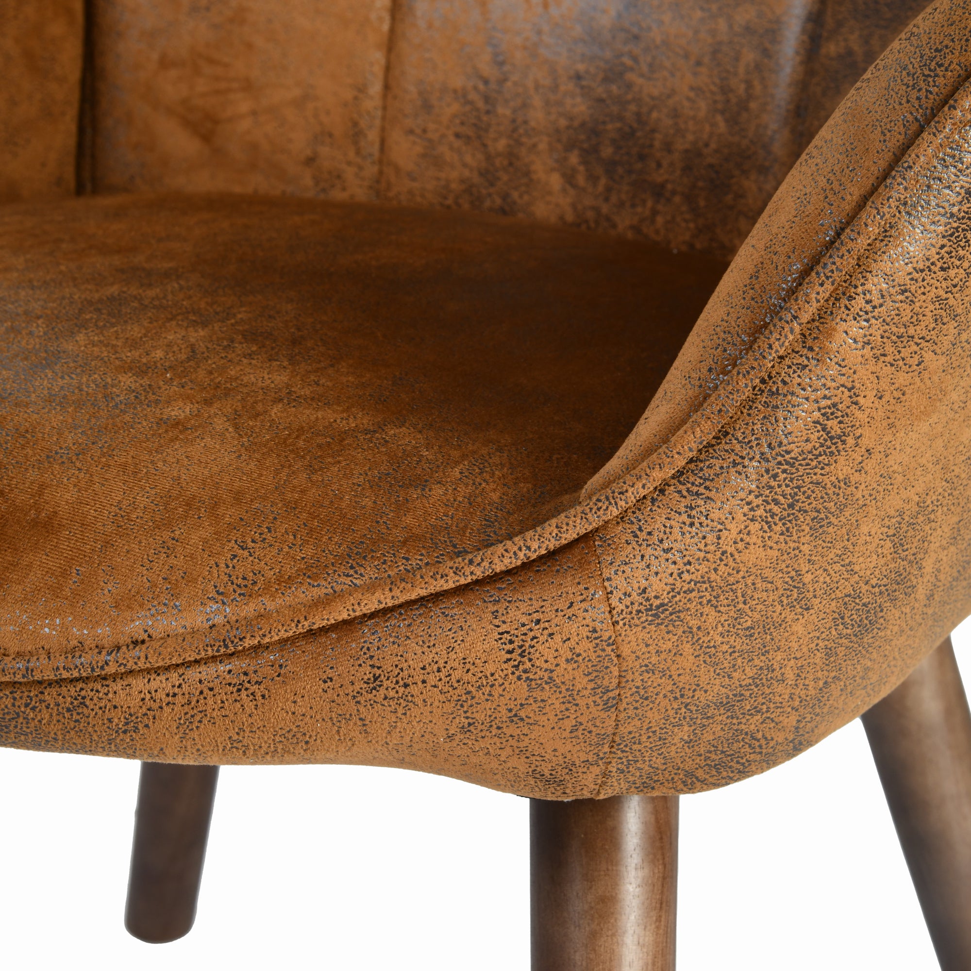 Homy Casa Kanas Suede Walnut Leg Wingback Accent Chair