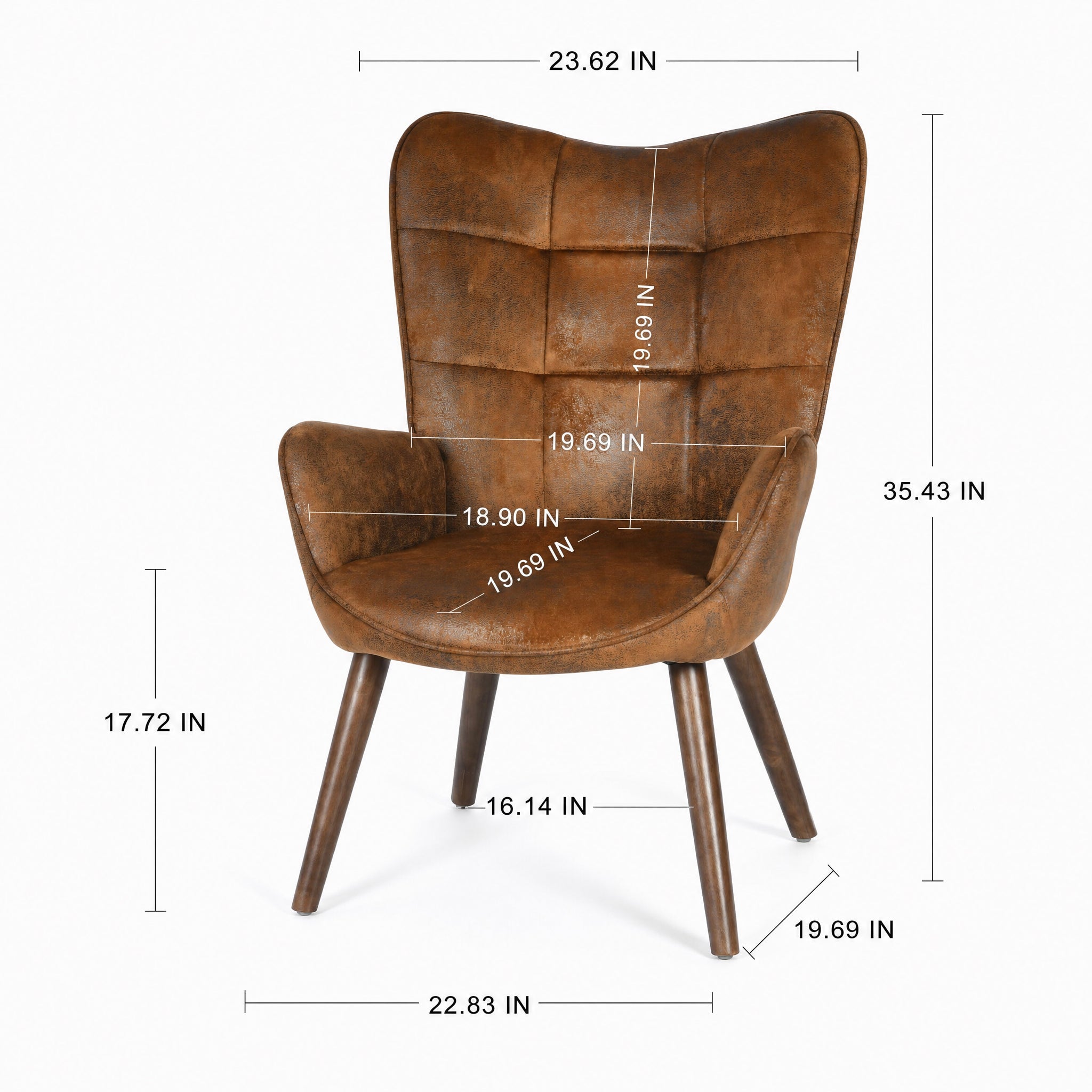 Homy Casa Kanas Suede Walnut Leg Wingback Accent Chair