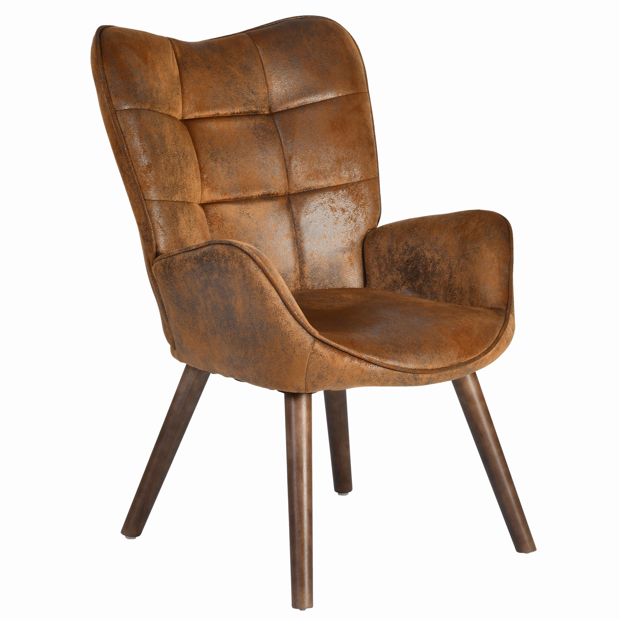 Homy Casa Kanas Suede Walnut Leg Wingback Accent Chair