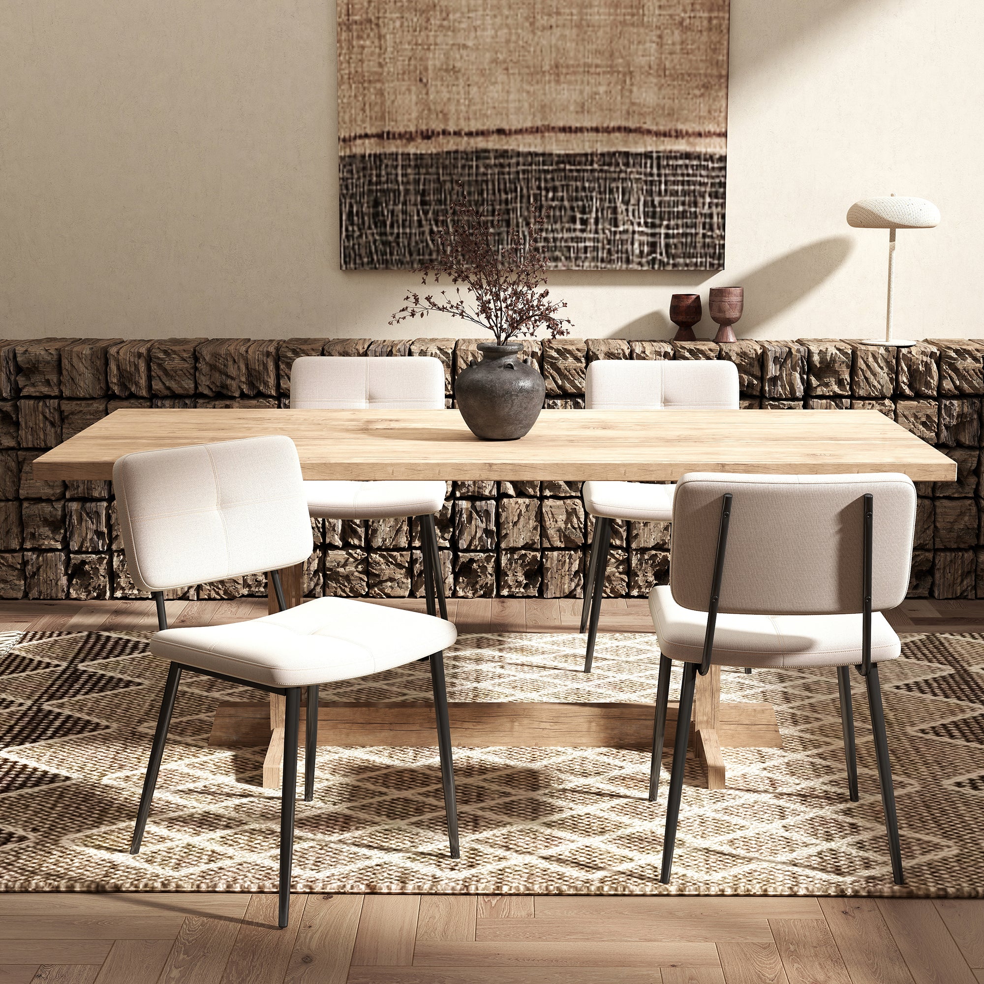 Pomona Upholstered Dining Chairs Set of 4 Beige