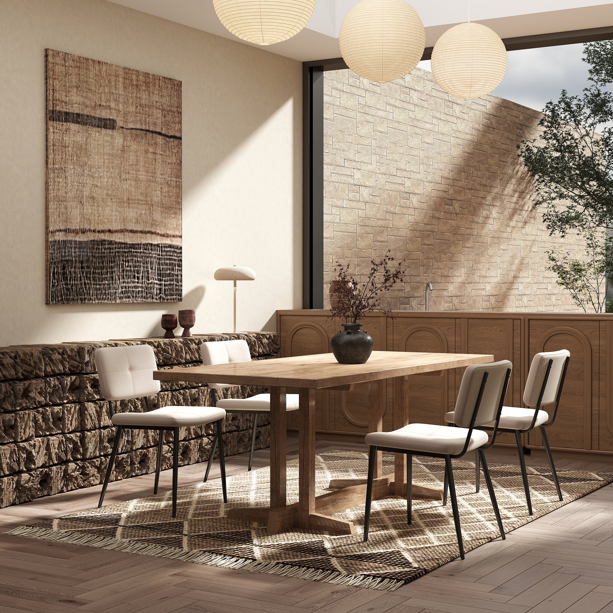 Pomona Upholstered Dining Chairs Set of 4 Beige