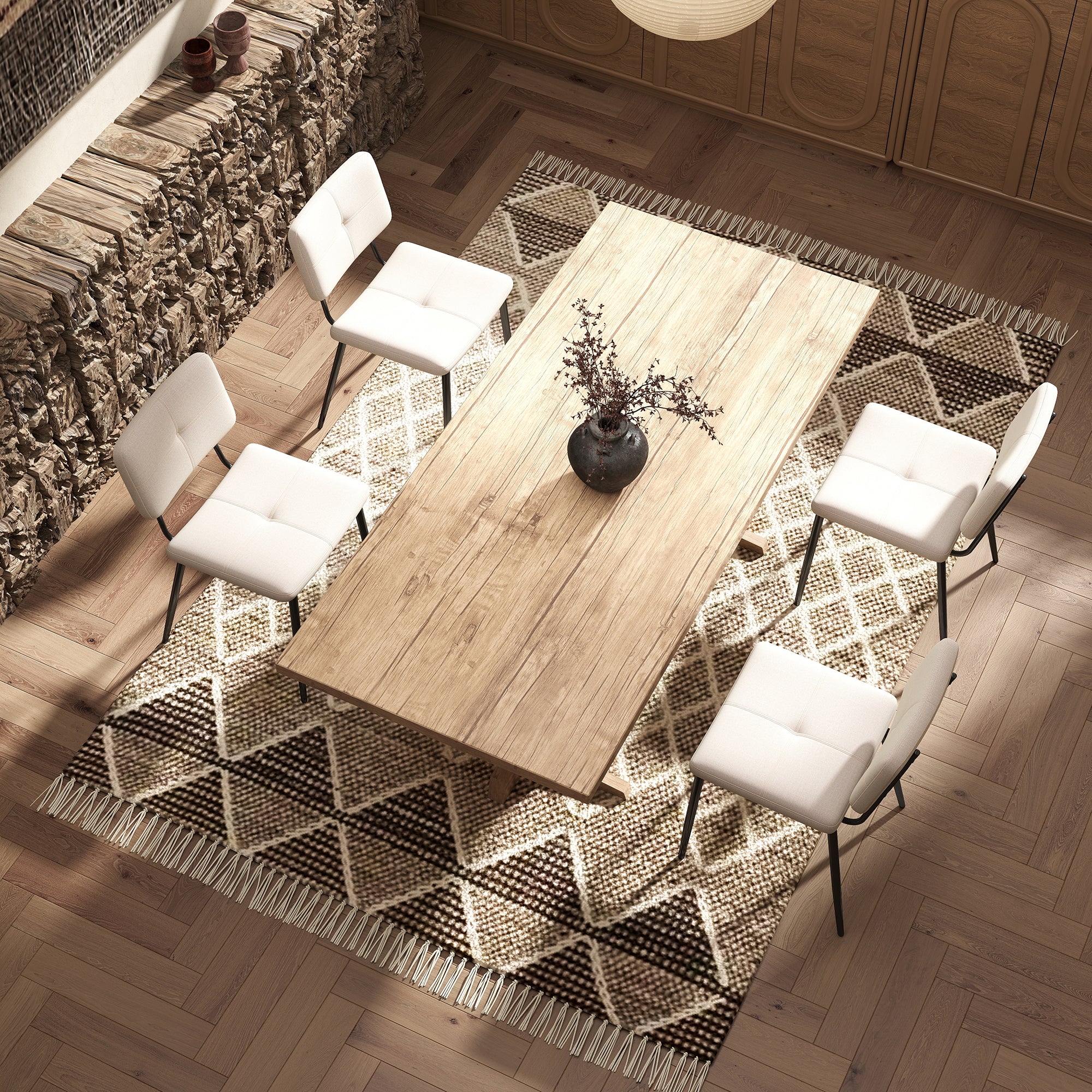 Pomona Upholstered Dining Chairs Set of 4 Beige