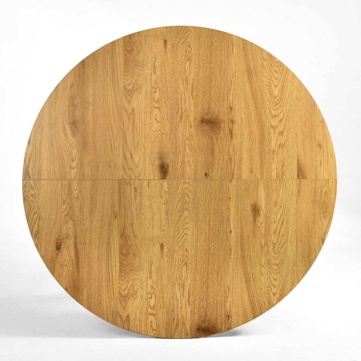 Kova 47" Round Dining Table with Textured Wood-Grain Top and Angled Metal Base