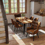 Lancelot 7 Piece Oak with Haven & Kanas Upholstered Dining Set