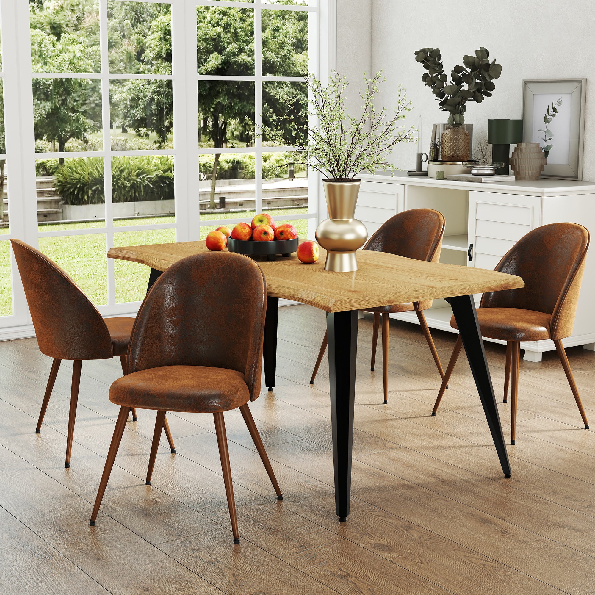 Lancelot 5 Piece Oak & Haven Upholstered Dining Set