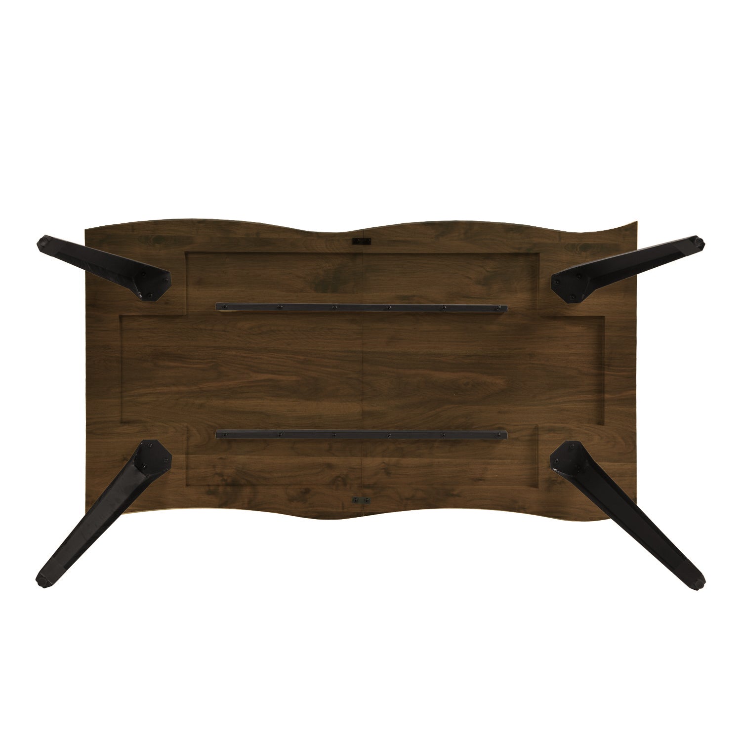Homy Casa LANCELOT+HAVEN 7PC Dining Set 63” Walnut Wave Edge Table with 6 Haven Beige Upholstered Chairs