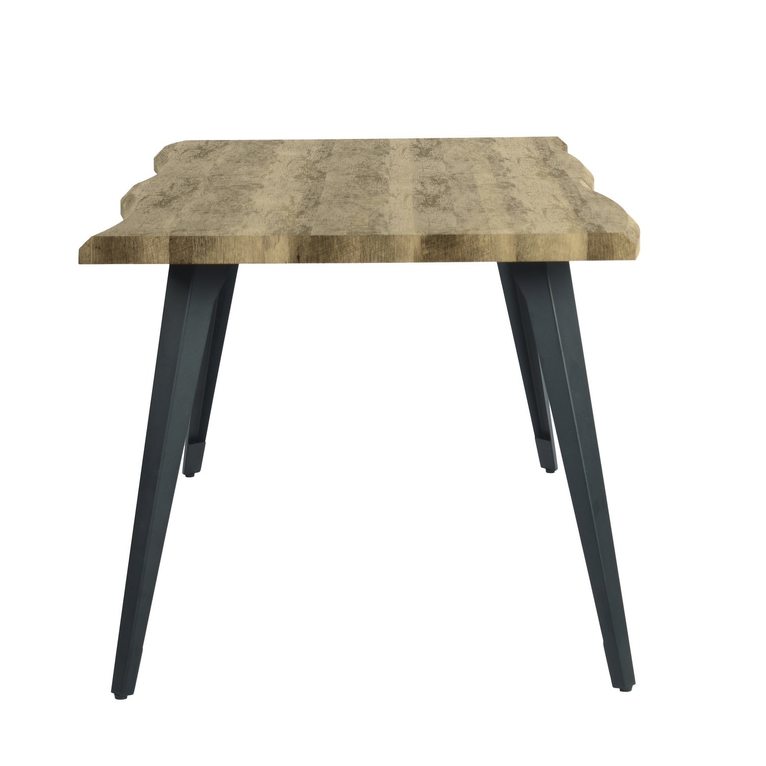 Homy Casa Lancelot + Haven 7PC Dining Set 63" Walnut Table with 6 Suede Brown Chairs Walnut Legs
