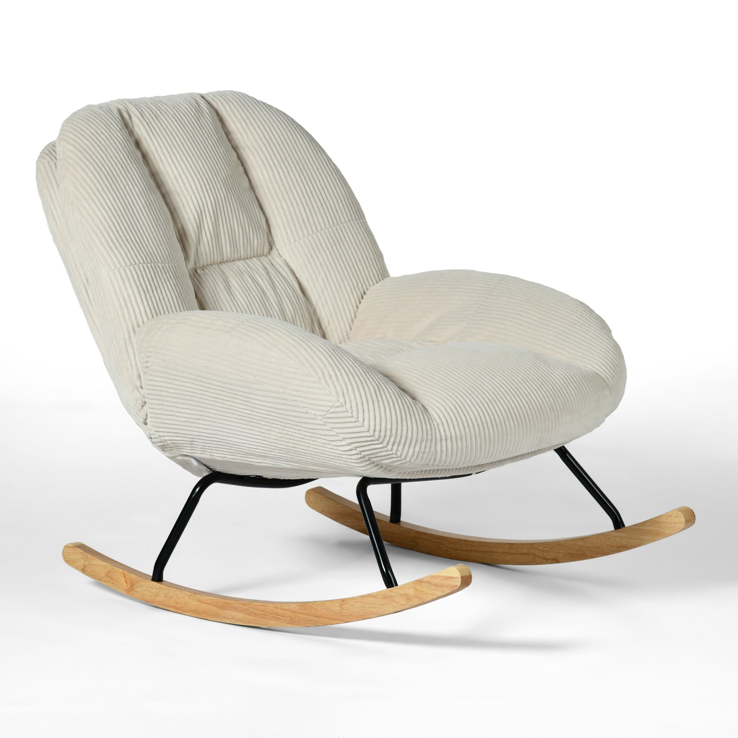 Lithops Corduroy Rocking Chair Modern Fabric Accent Chair