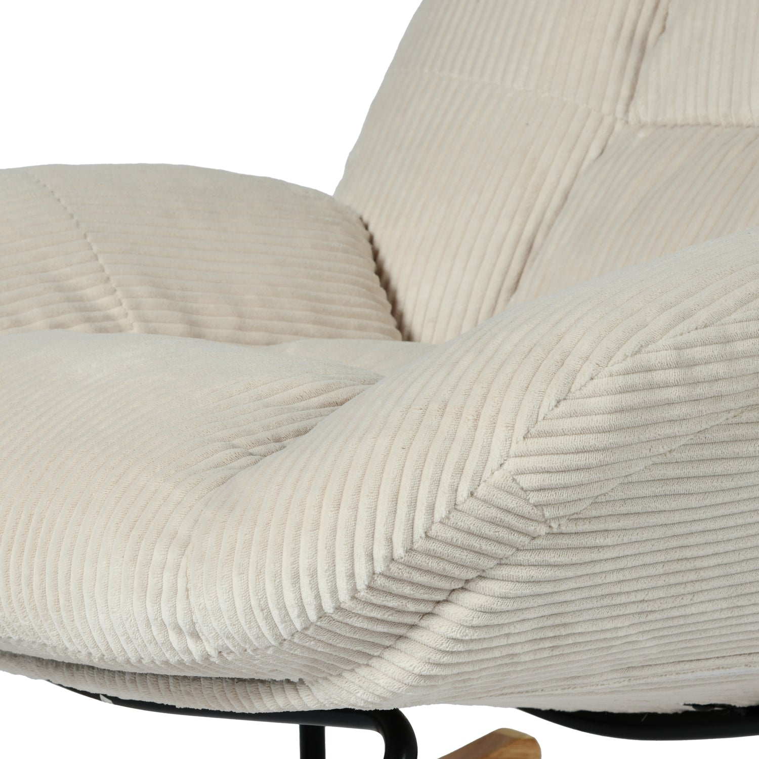 Durham Modular Loveseat Sofa with LITHOPS Beige Rocking Accent Chair and MANDI III 4-Piece White Modular Cubby Bookcase Set