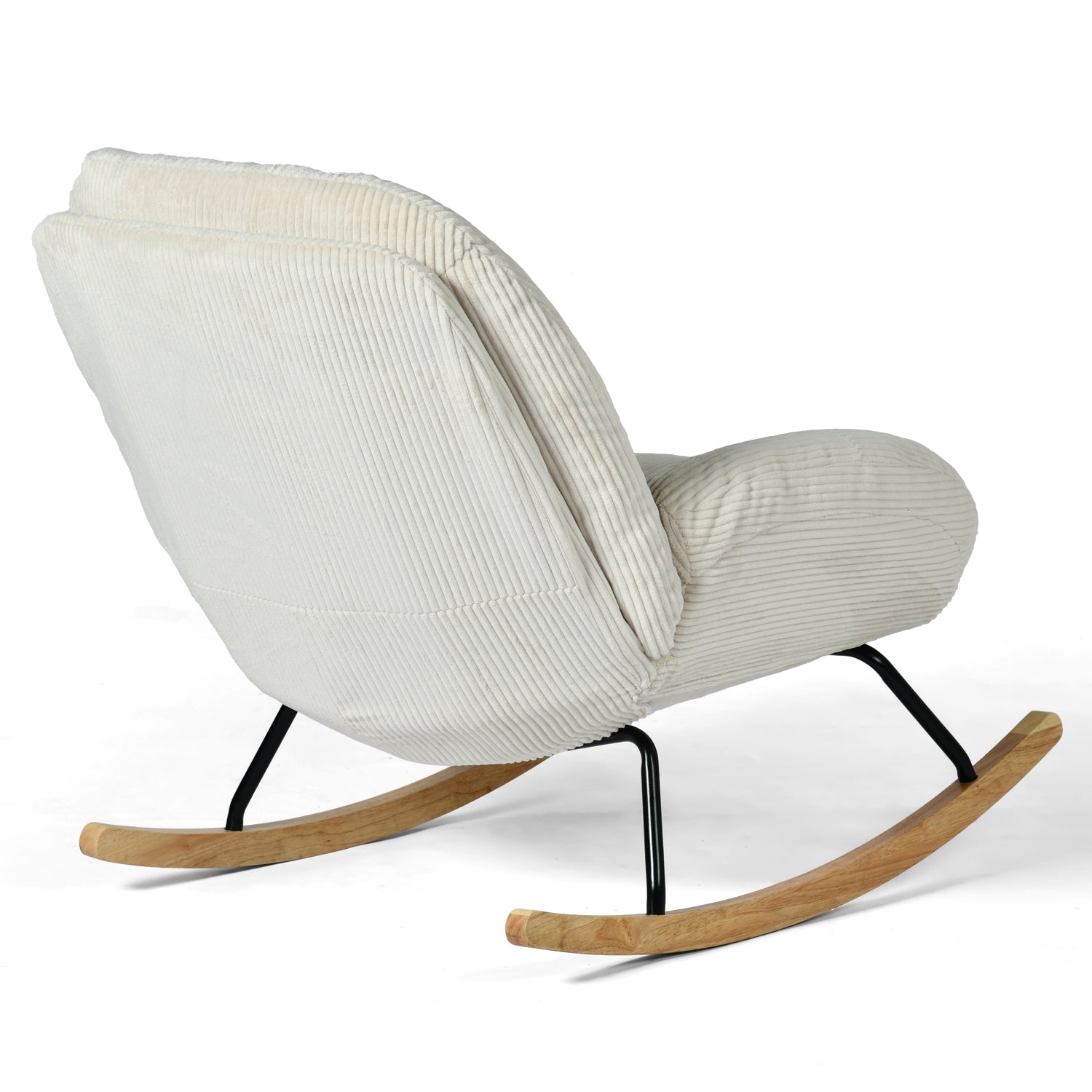 Homy Casa Lithops Corduroy Rocking Chair Modern Fabric Accent Chair, Beige