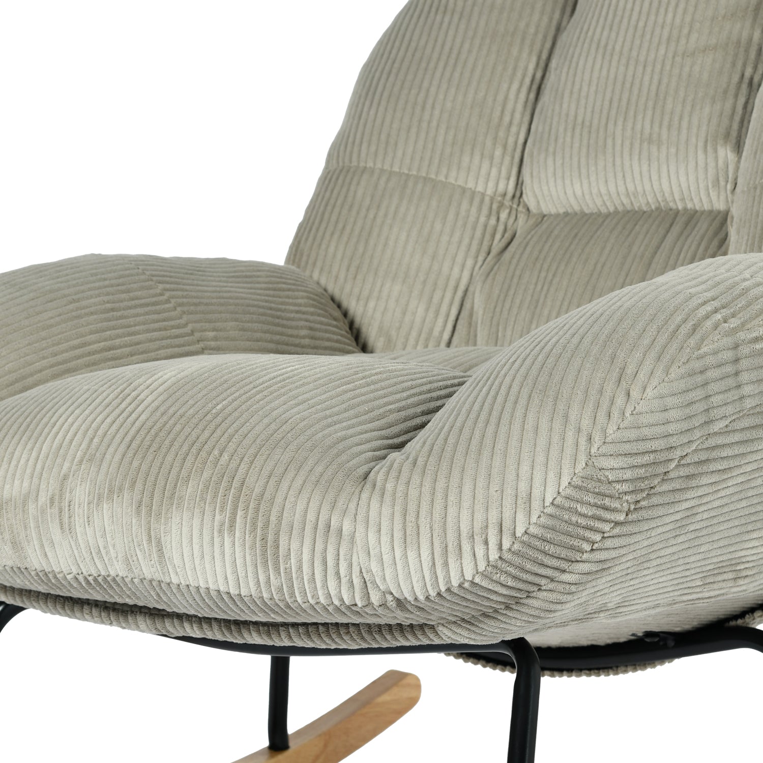 Homy Casa Corduroy Rocking Accent Chair, Fabric Upholstered Rocking Chair, Rocking Armchair, Grey