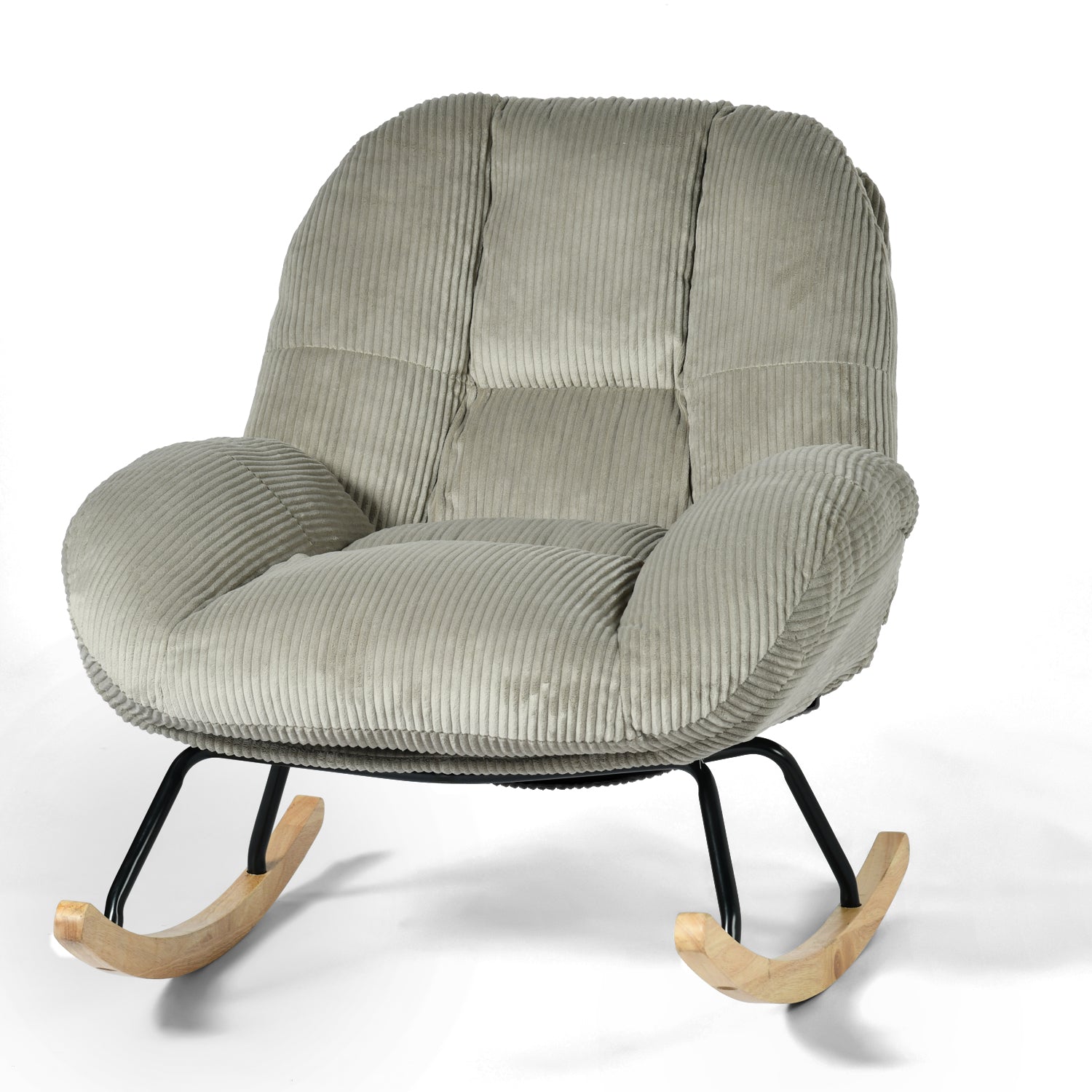 Homy Casa Lithops Corduroy Rocking Chair Modern Fabric Accent Chair in Grey