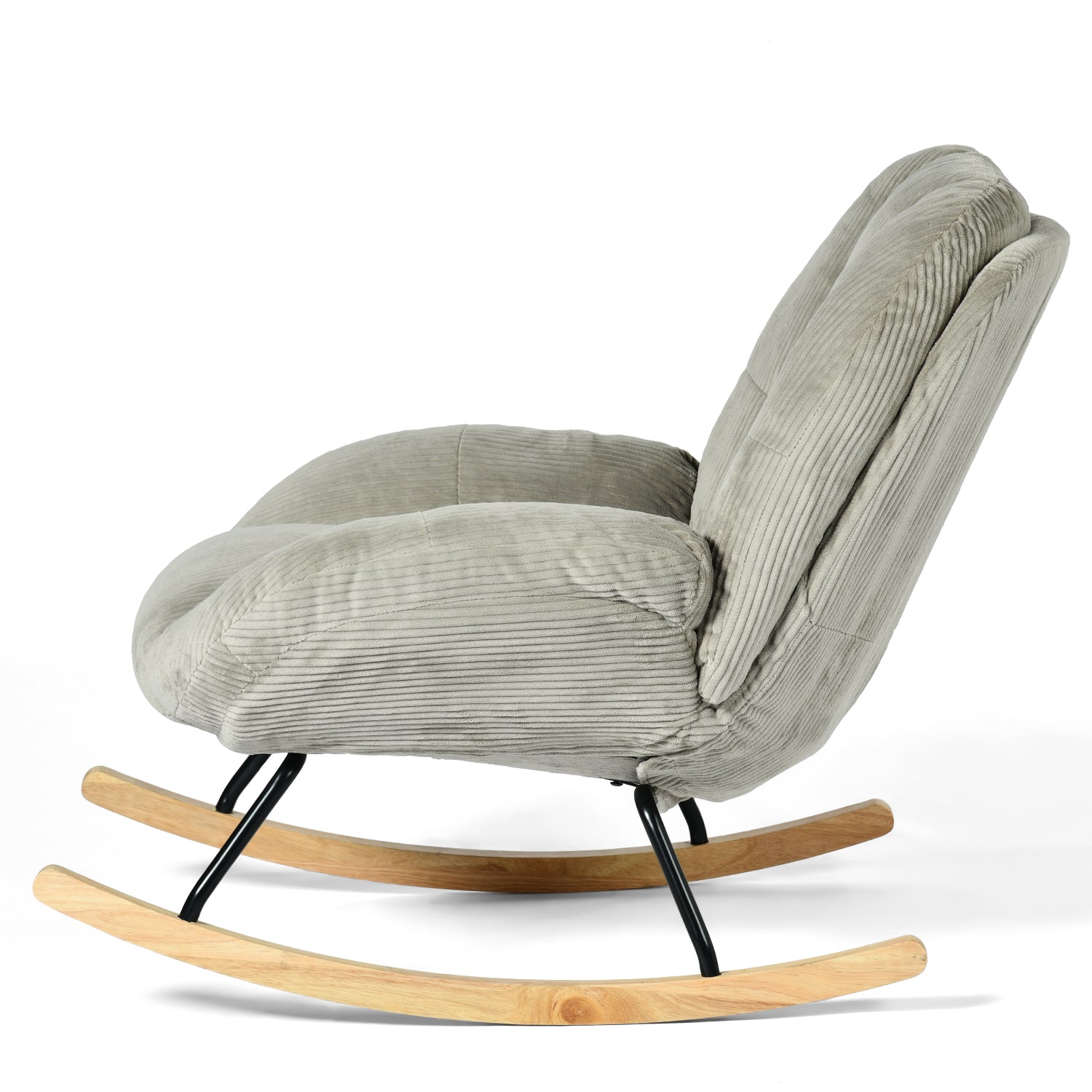 Homy Casa Lithops Corduroy Rocking Chair Modern Fabric Accent Chair in Grey