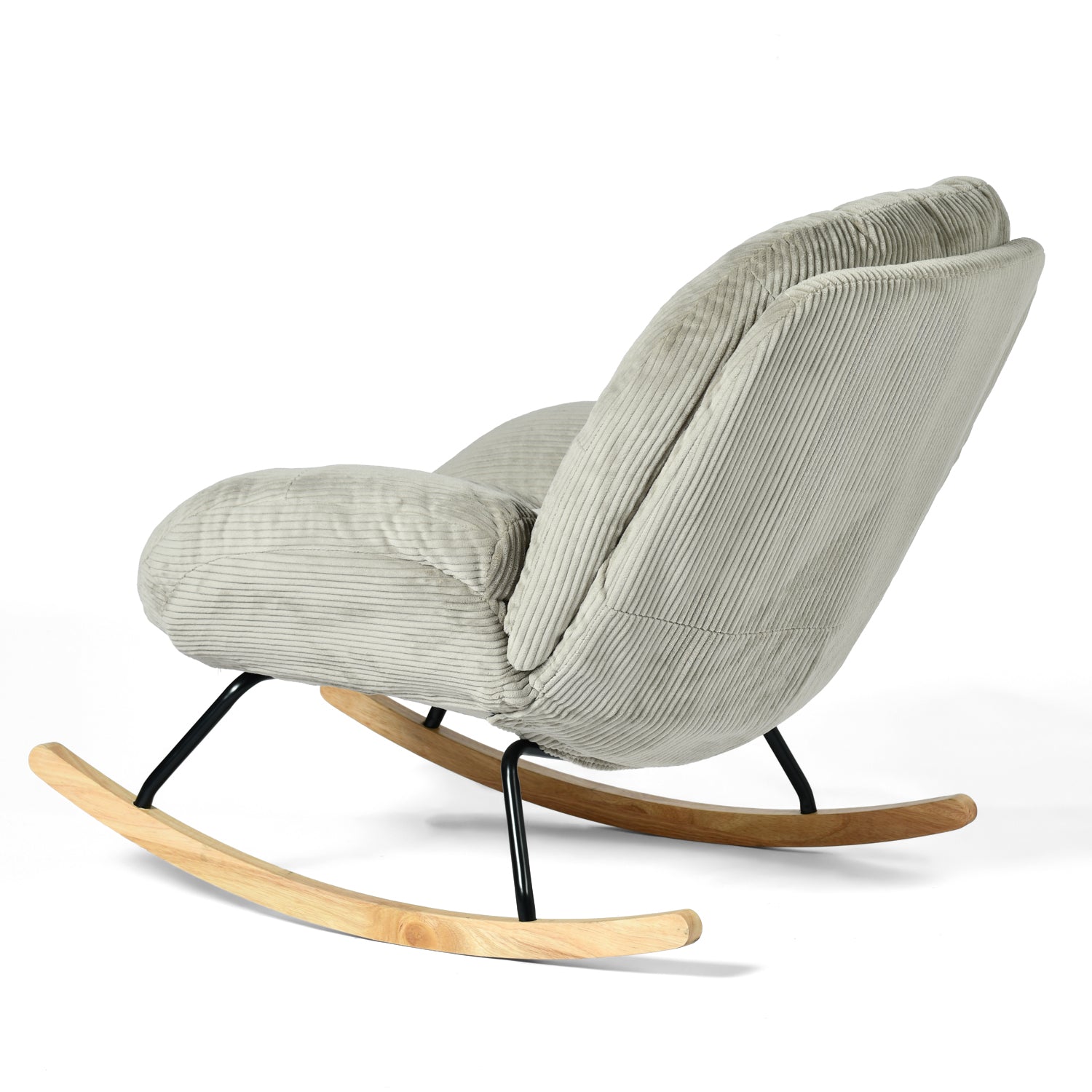Homy Casa Lithops Corduroy Rocking Chair Modern Fabric Accent Chair in Grey