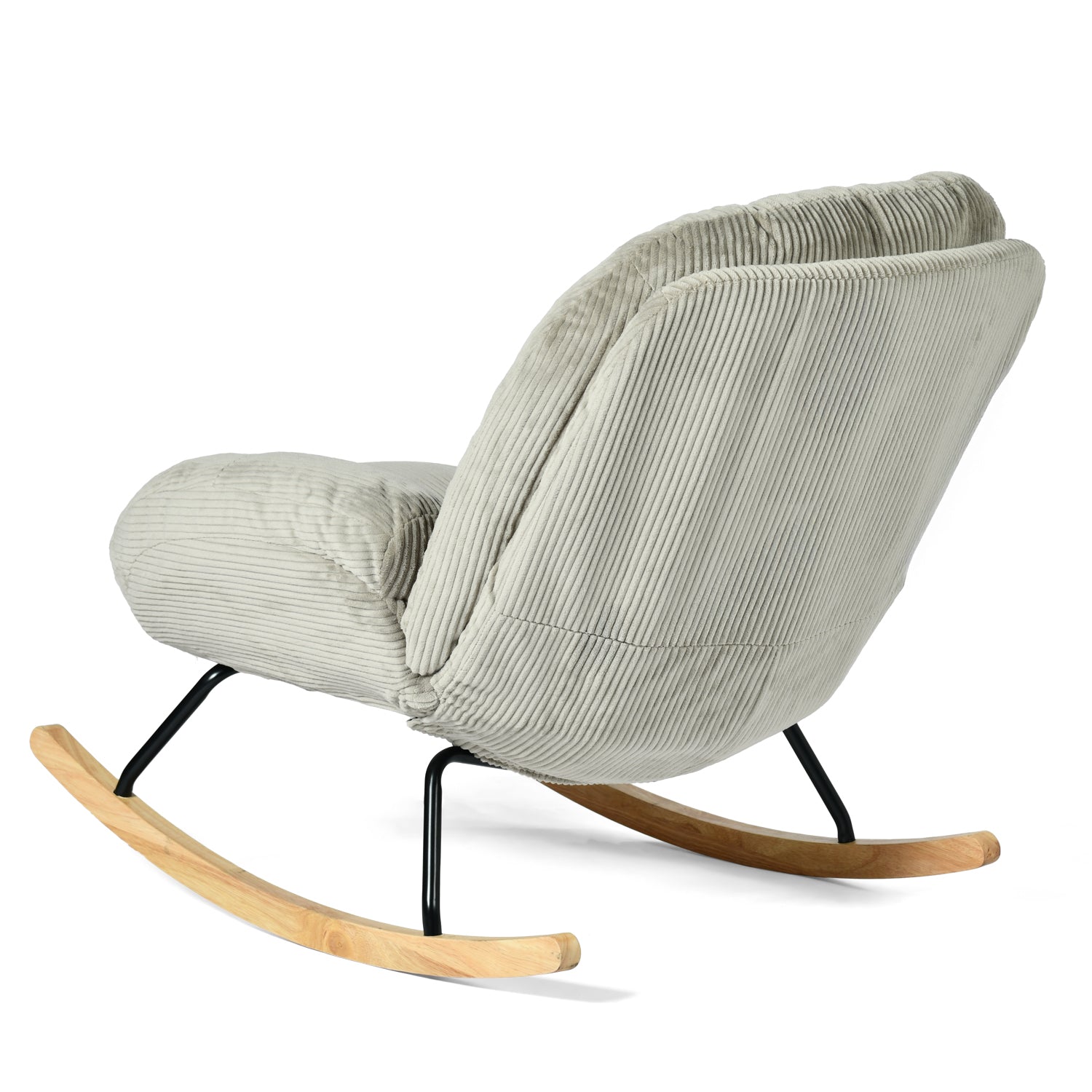 Homy Casa Lithops Corduroy Rocking Chair Modern Fabric Accent Chair in Grey