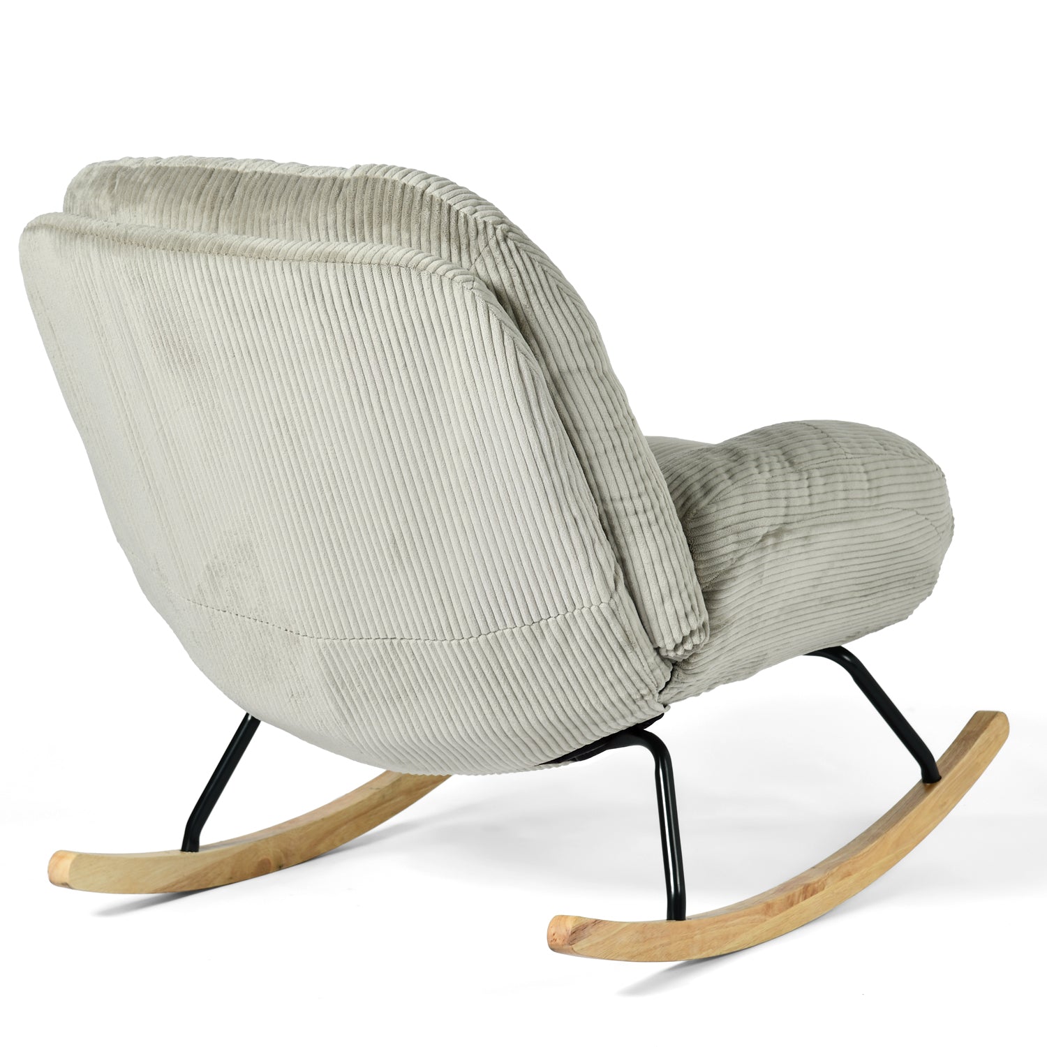 Homy Casa Corduroy Rocking Accent Chair, Fabric Upholstered Rocking Chair, Rocking Armchair, Grey